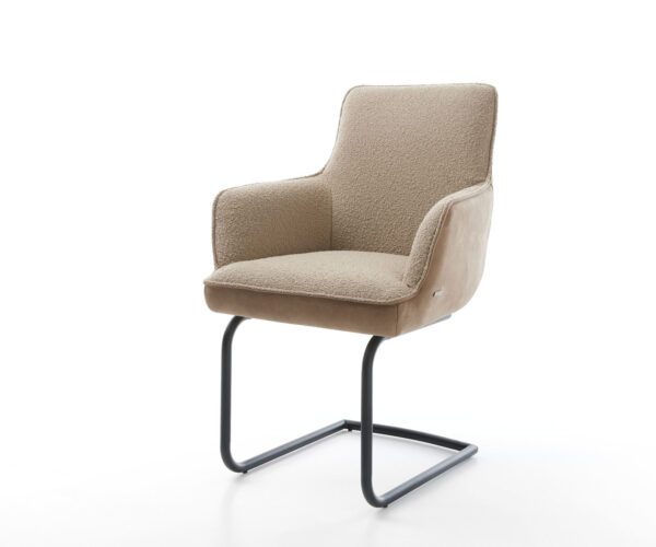 Étkezőszék Heira-Flex karfás vegyes anyagok sötét bézs kerek fekete zsákrugós étkezőszék