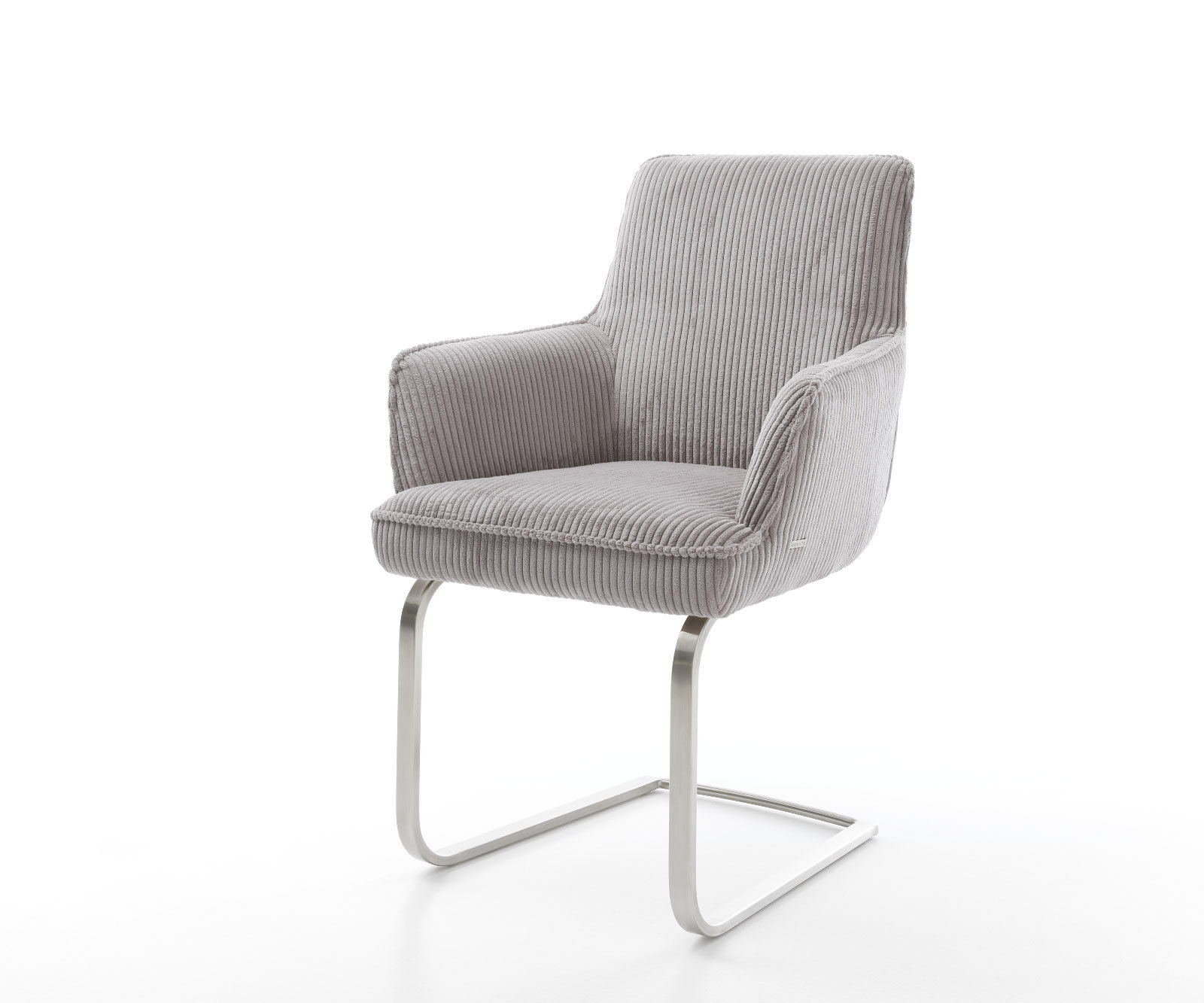 Étkezőszék Heira-Flex kárpitozott karfás mikroszálas ezüstszürke étkezőszék lapos rozsdamentes acél zsákrugós