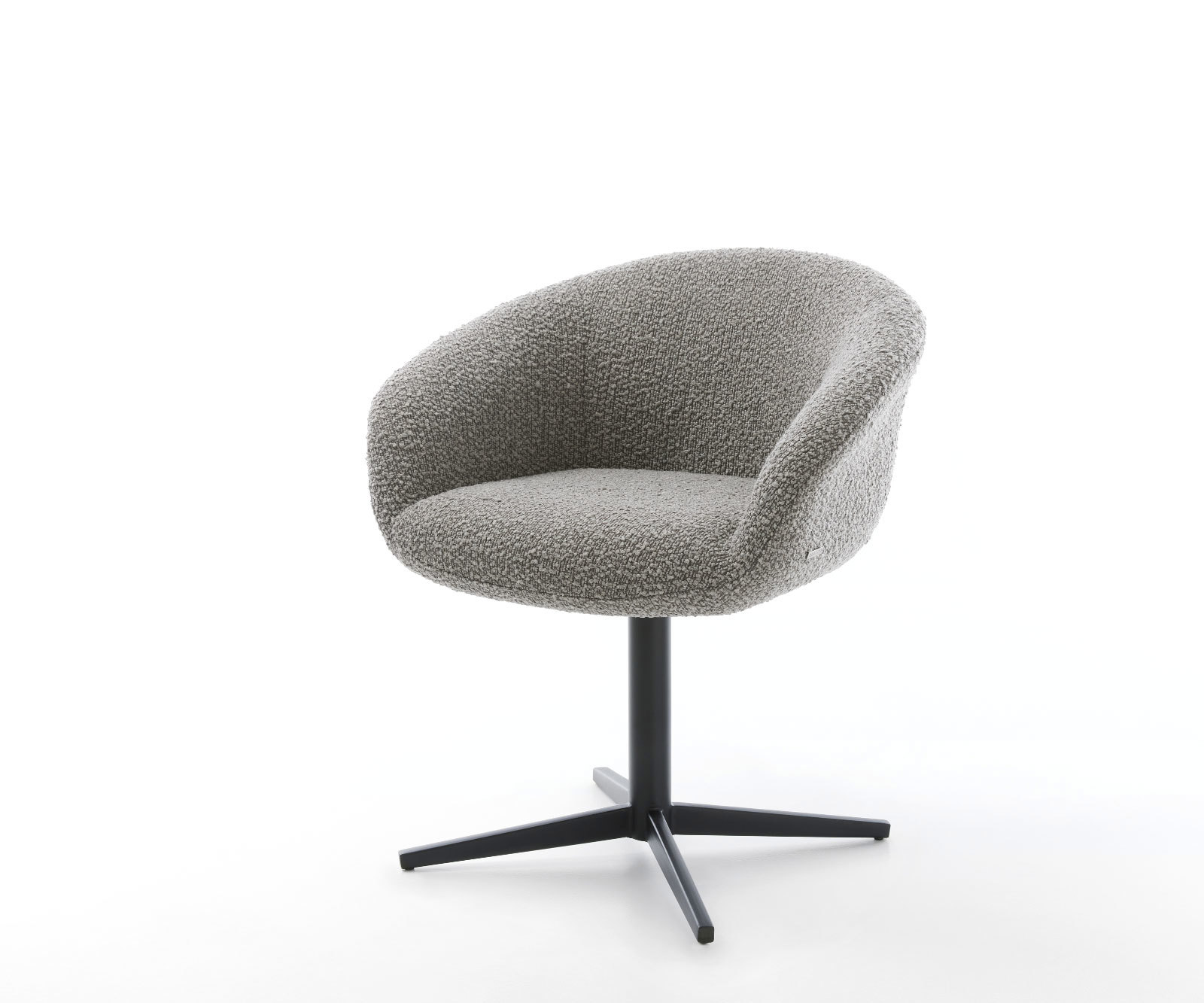 Étkezőszék Vinka-Flex karfás bouclé ezüstszürke fekete láb 360° forgatható zsákrugós