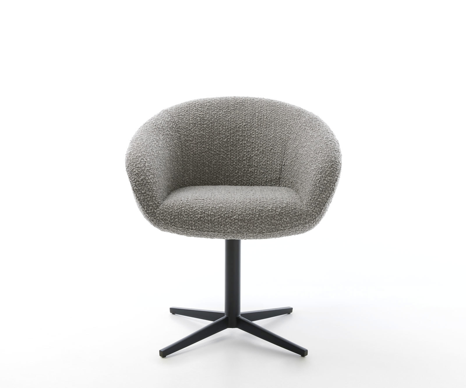 Étkezőszék Vinka-Flex karfás bouclé ezüstszürke fekete láb 360° forgatható zsákrugós - Image 2