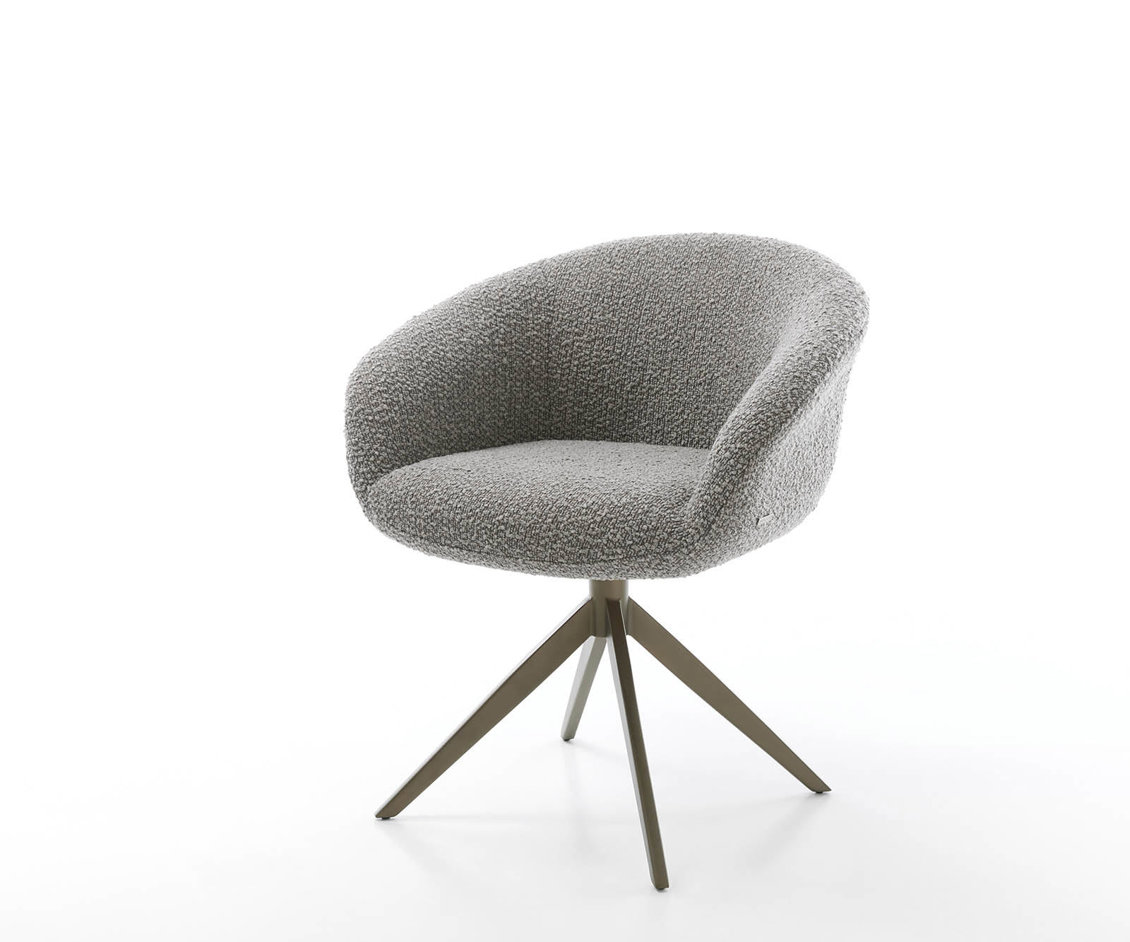 Étkezőszék Vinka-Flex karfás bouclé ezüstszürke kereszt láb széles titán effekt felület 360° forgatható zsákrugós