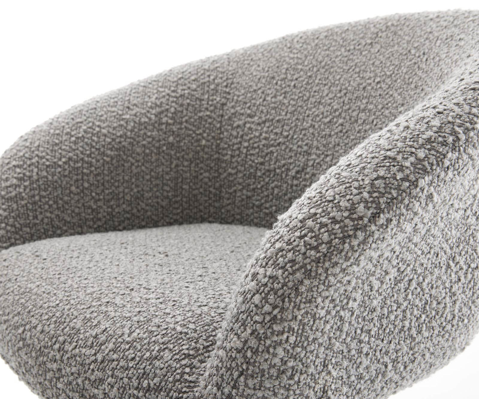 Étkezőszék Vinka-Flex karfás bouclé ezüstszürke kereszt láb széles titán effekt felület 360° forgatható zsákrugós - Image 4