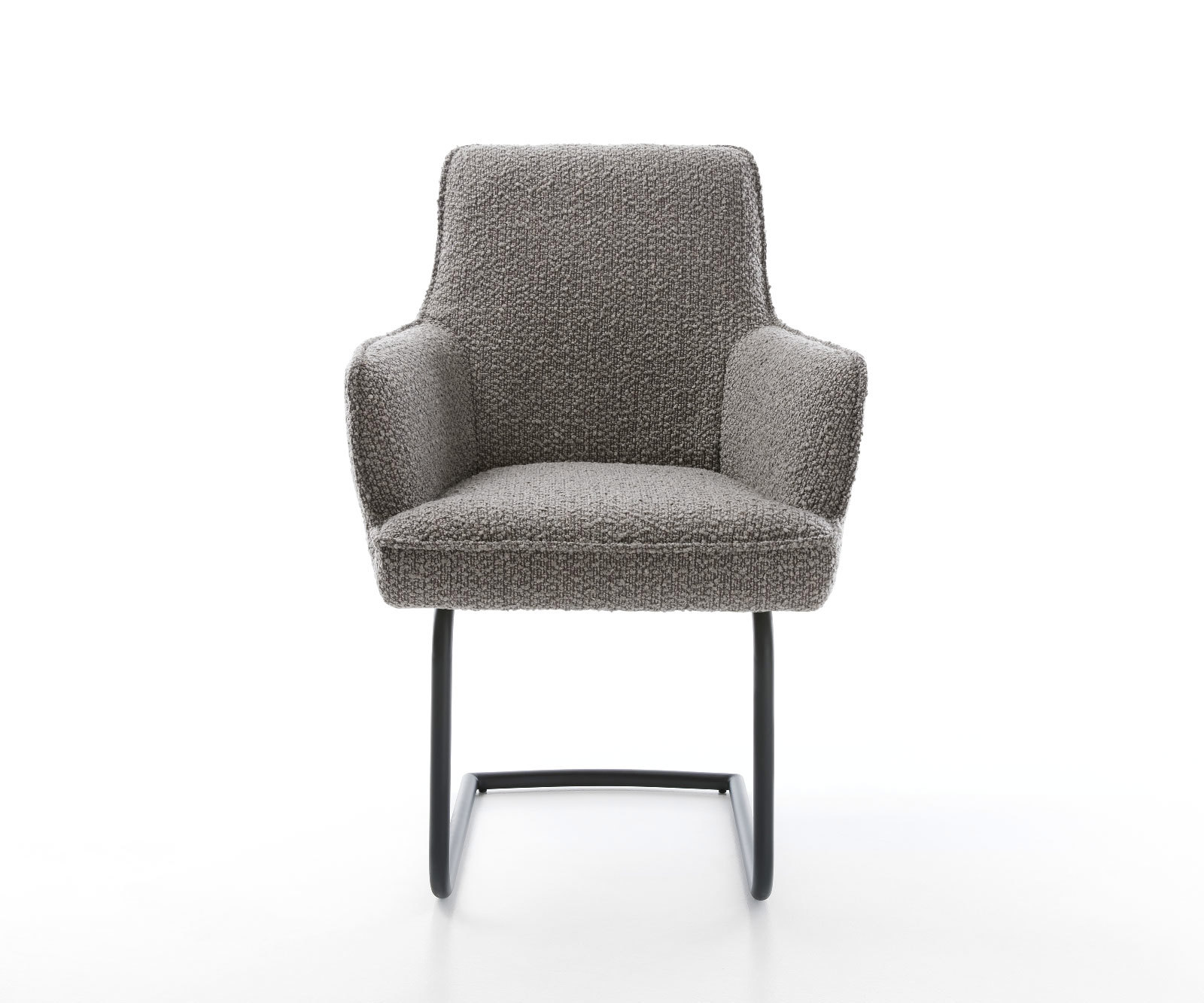 Étkezőszék Heira-Flex karfás bouclé ezüstszürke étkezőszék kerek fekete zsákrugós - Image 2