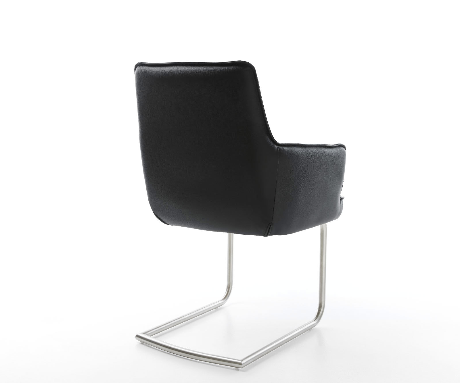 Étkezőszék Heira-Flex karfás valódi bőr fekete étkezőszék kerek rozsdamentes acél zsákrugós - Image 5