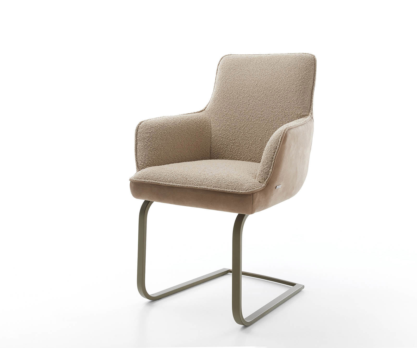 Étkezőszék Heira-Flex karfás vegyes anyagok sötét bézs lapos freischwinger titán effekt felület zsákrugós