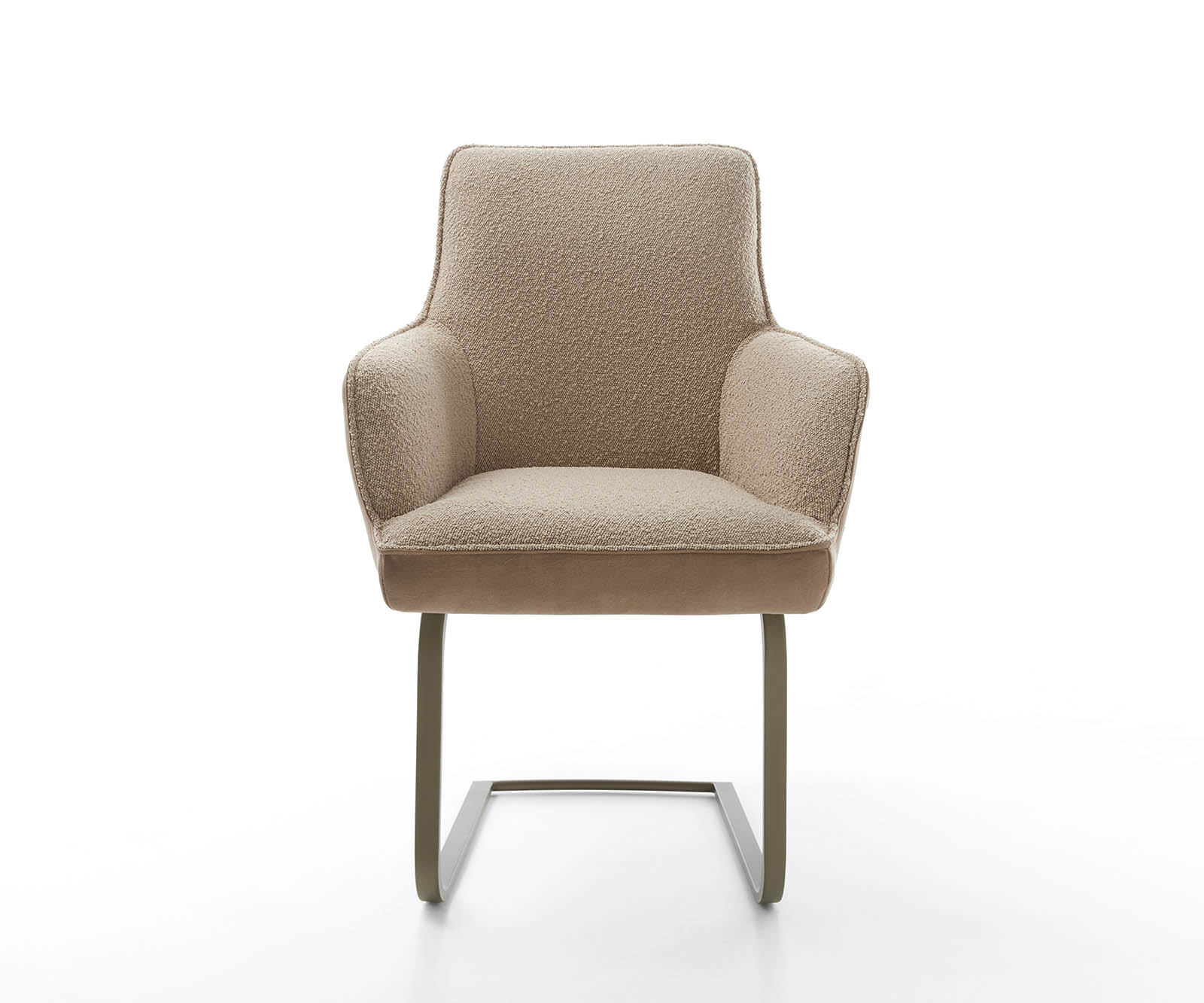 Étkezőszék Heira-Flex karfás vegyes anyagok sötét bézs lapos freischwinger titán effekt felület zsákrugós - Image 2