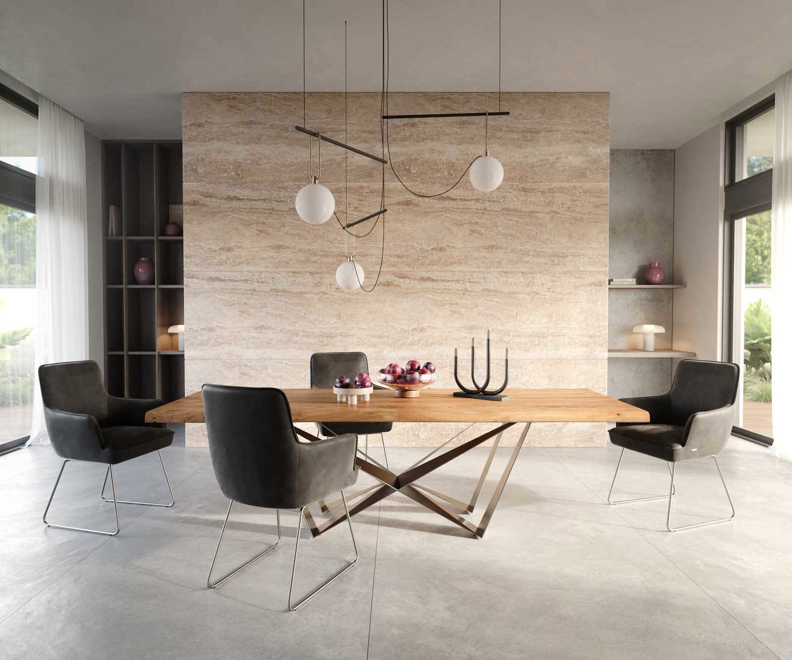 Étkezőszék Heira-Flex karfás mikroszálas antracit vintage vékony lábazat rozsdamentes acél zsákrugós - Image 5