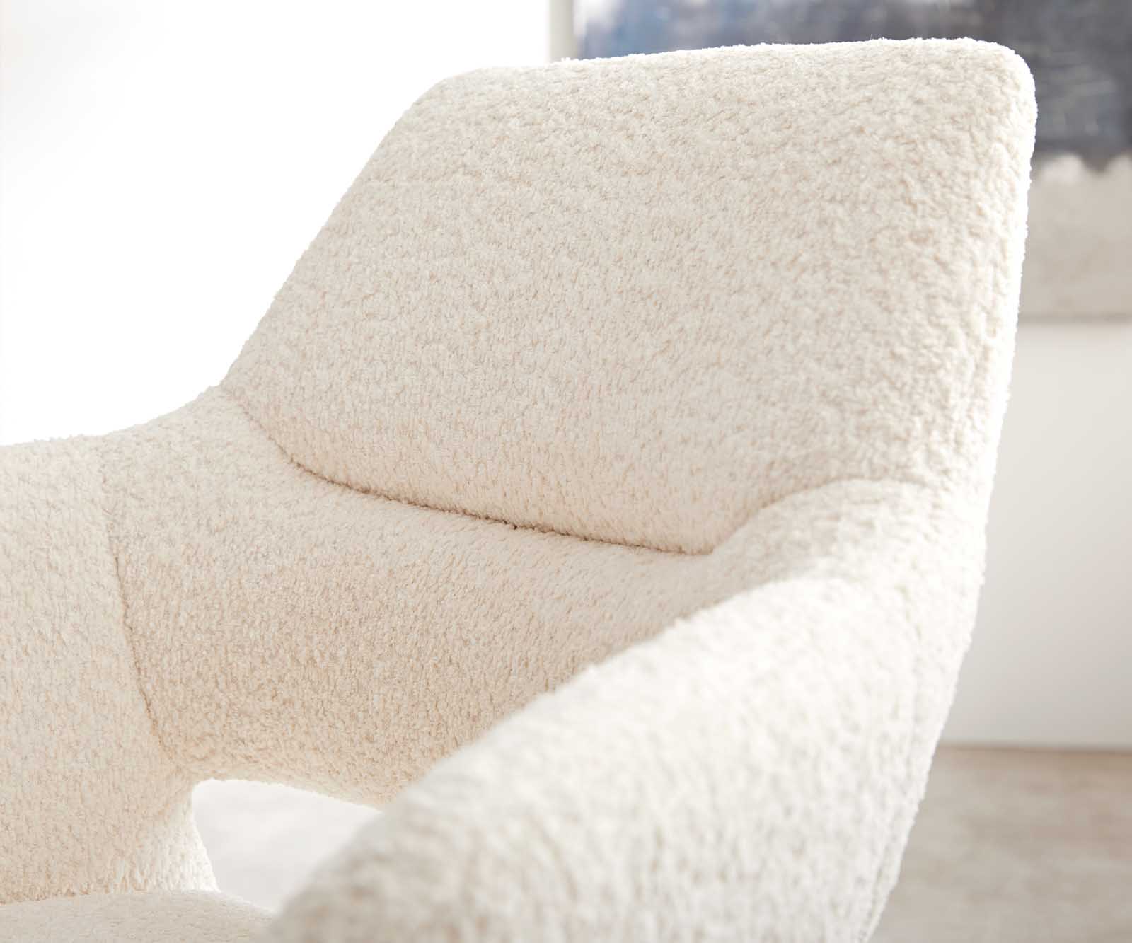 Étkezőszék Yago-Flex XL karfás bouclé fehér kereszt láb széles fekete 360° forgatható - Image 7