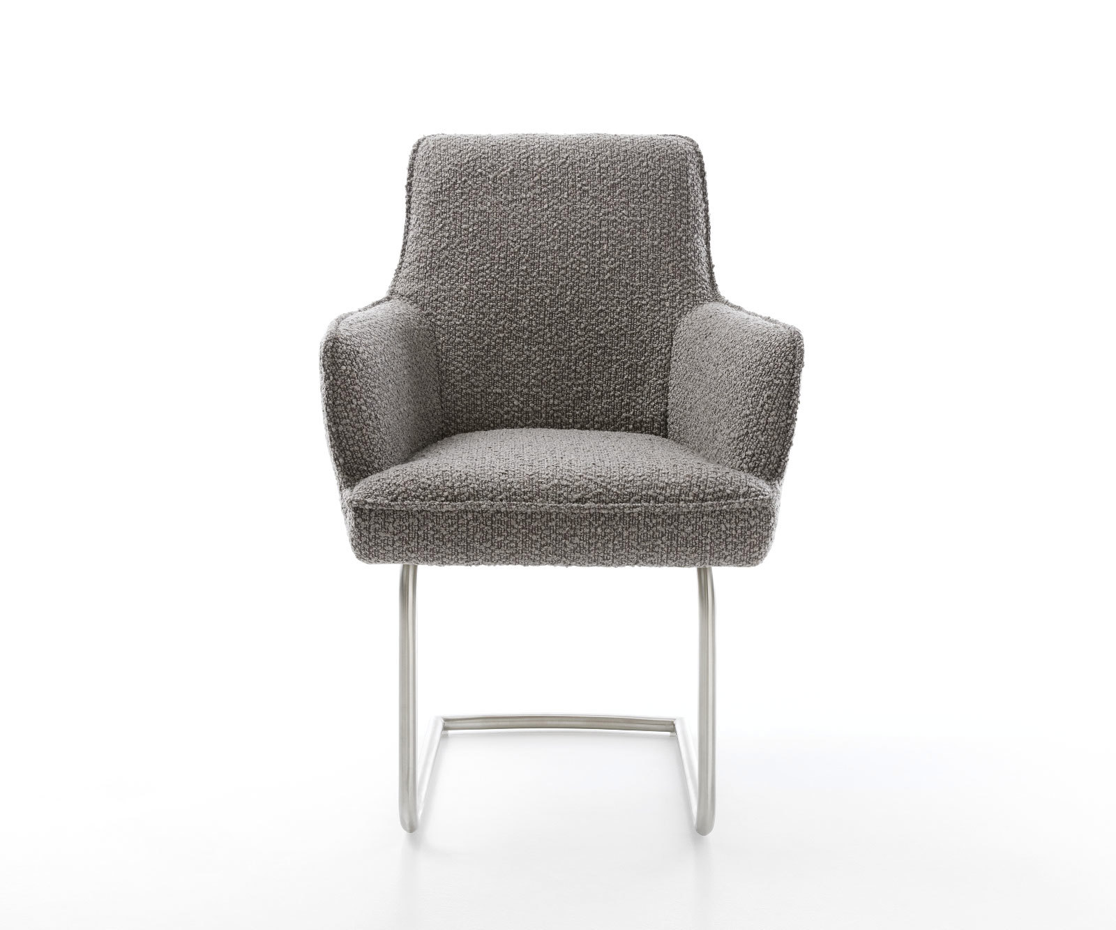 Étkezőszék Heira-Flex karfás bouclé ezüstszürke étkezőszék kerek rozsdamentes acél zsákrugós - Image 2