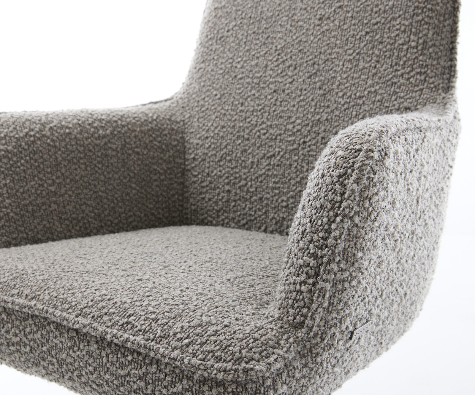 Étkezőszék Heira-Flex karfás bouclé ezüstszürke étkezőszék kerek rozsdamentes acél zsákrugós - Image 4