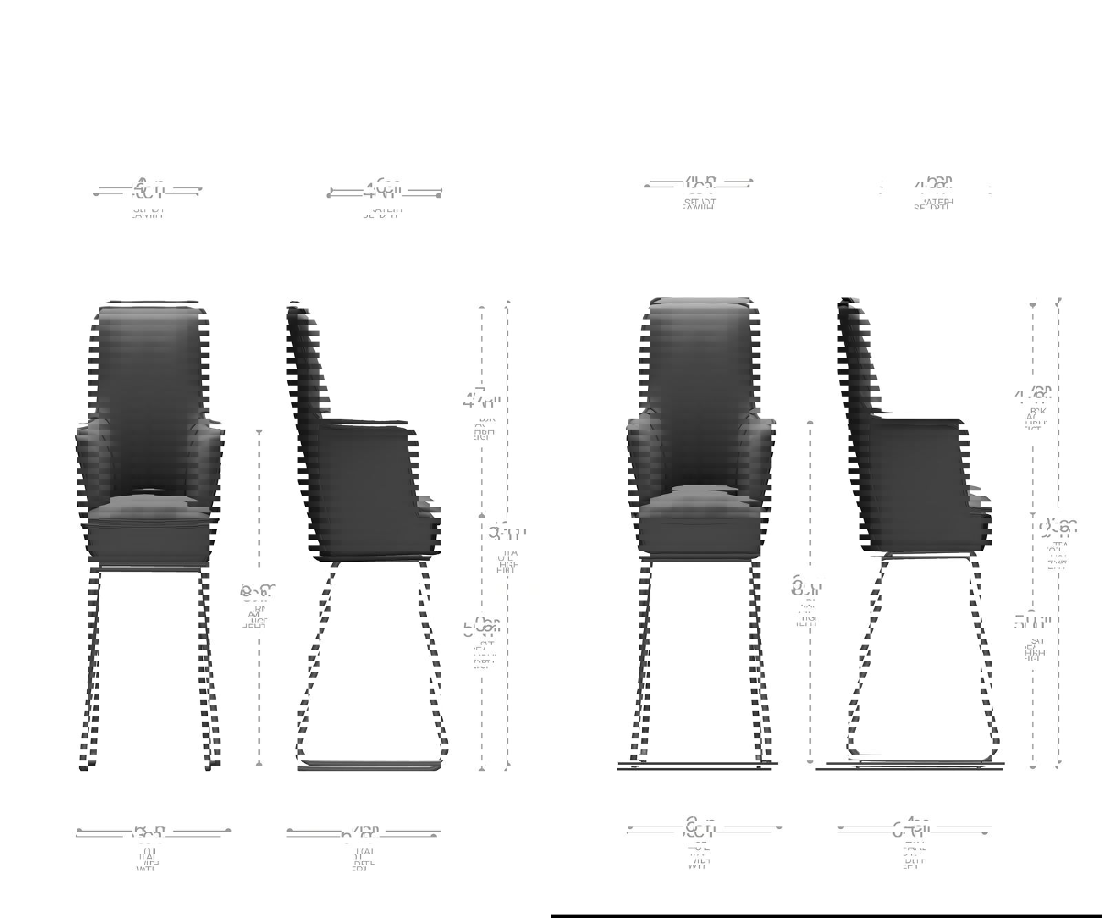 Étkezőszék Heira-Flex karfás bouclé fehér vékony lábazat rozsdamentes acél zsákrugós - Image 7