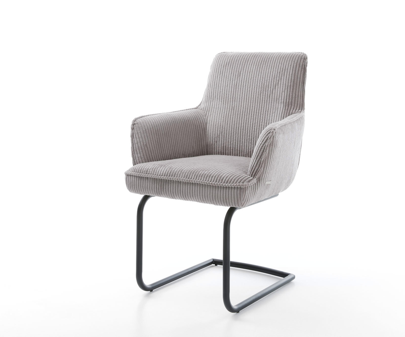 Étkezőszék Heira-Flex mikroszálas szövet ezüstszürke karfás étkezőszék kerek fekete zsákrugós