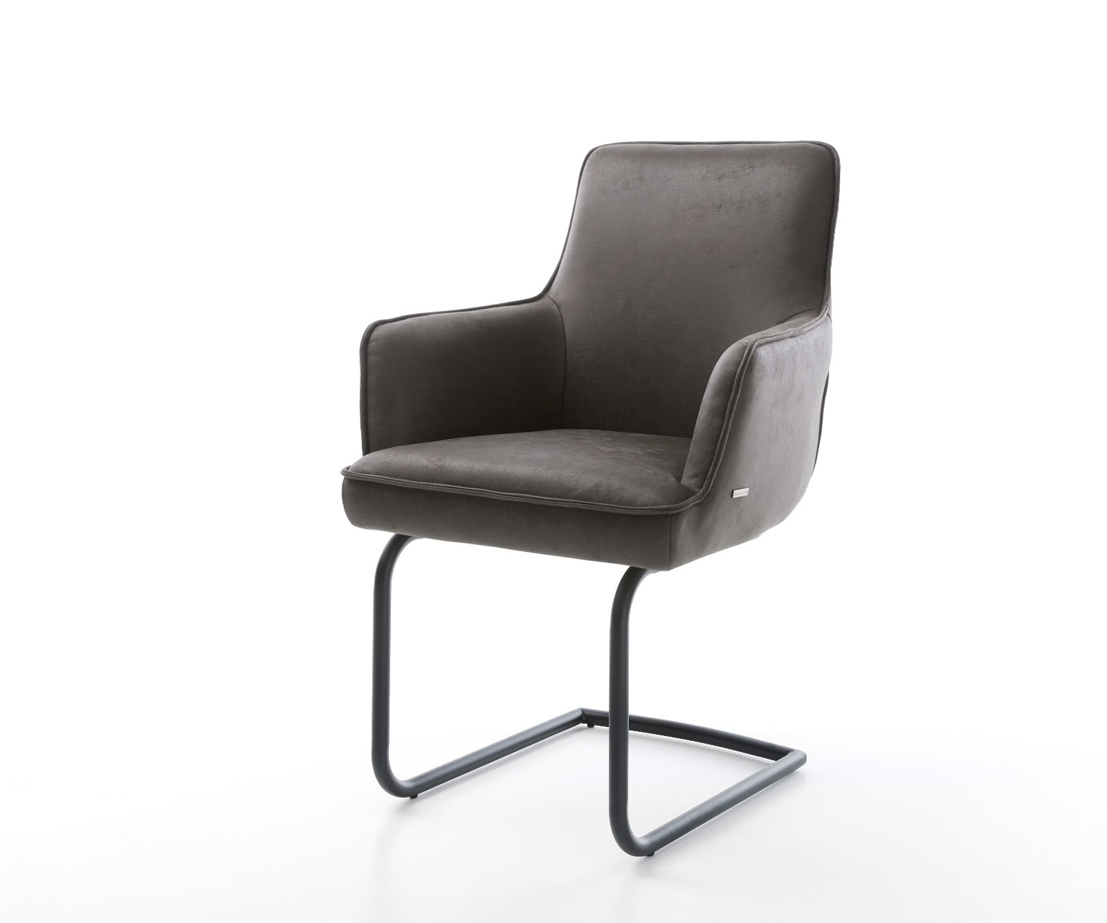 Étkezőszék Heira-Flex mikroszálas antracit vintage kerek fekete zsákrugós étkezőszék karfával