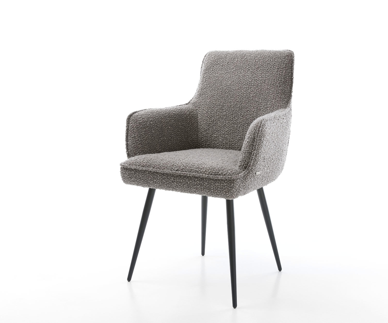 Étkezőszék Heira-Flex karfás bouclé ezüstszürke 4 lábú kúpos fekete zsákrugós