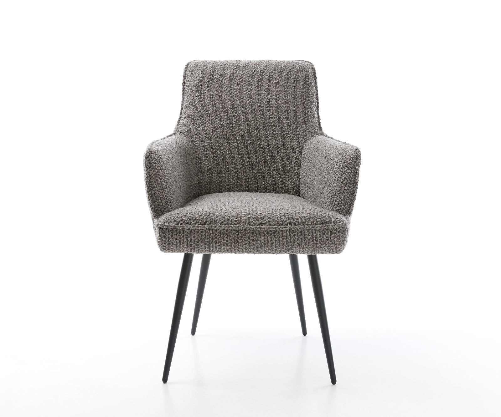 Étkezőszék Heira-Flex karfás bouclé ezüstszürke 4 lábú kúpos fekete zsákrugós - Image 2
