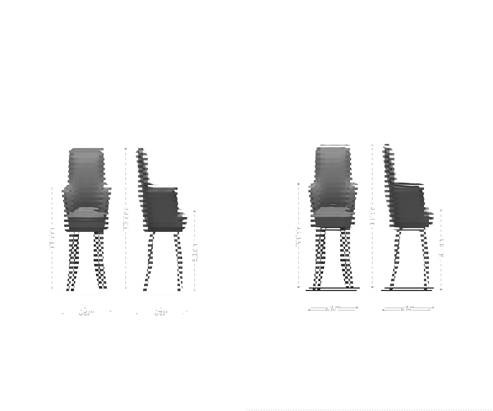 Étkezőszék Heira-Flex karfás bouclé ezüstszürke 4 lábú kúpos fekete zsákrugós - Image 6