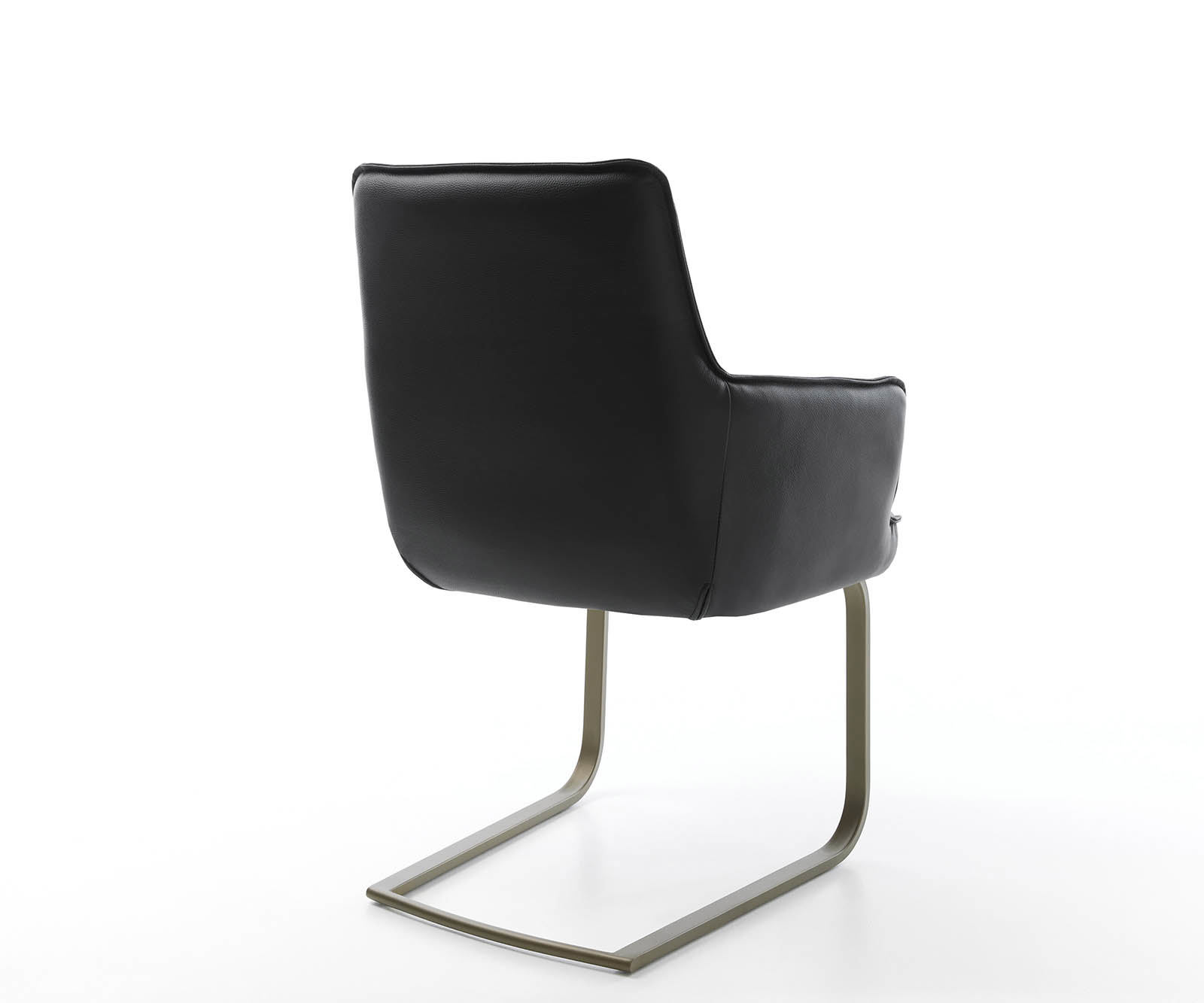 Étkezőszék Heira-Flex karfás valódi bőr fekete étkezőszék lapos titán effekt felület zsákrugós - Image 5