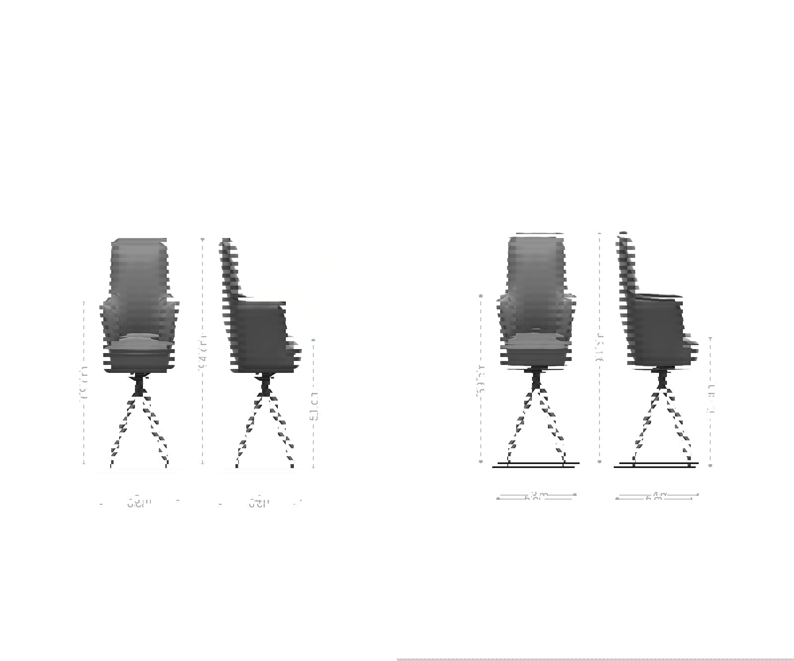 Étkezőszék Heira-Flex karfás mikroszálas ezüstszürke kereszt láb kúpos rozsdamentes acél 180° forgatható zsákrugós - Image 6