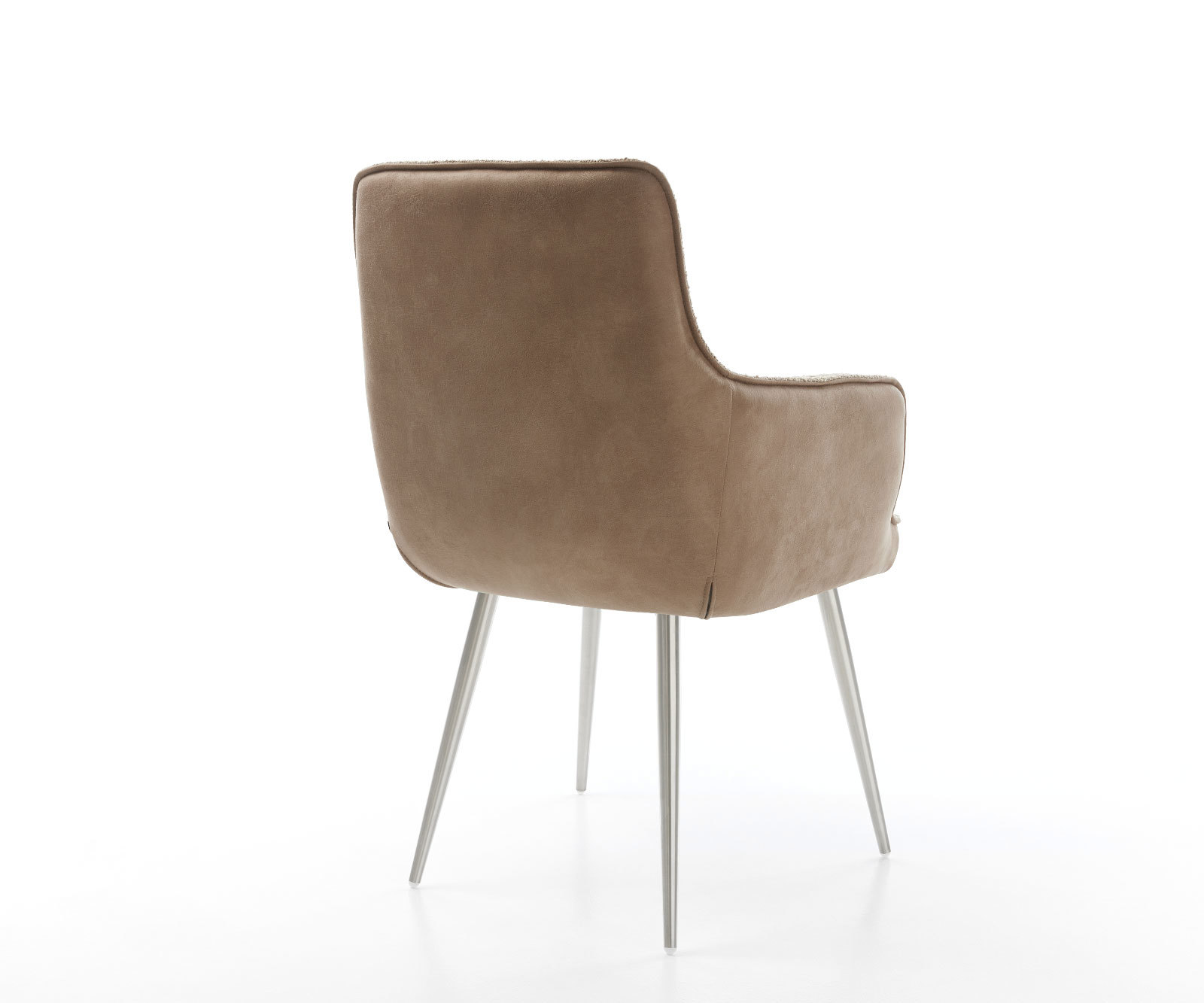 Étkezőszék Heira-Flex karfás vegyes anyagok sötét bézs 4 lábas kúpos rozsdamentes acél zsákrugós - Image 5