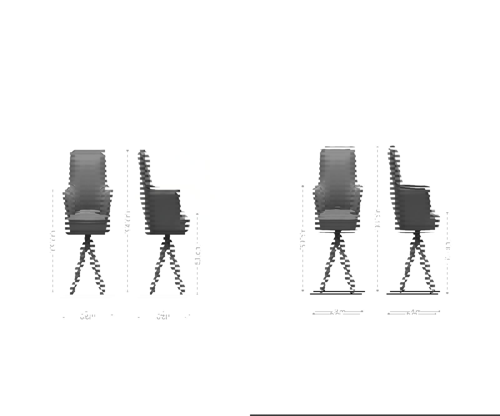 Étkezőszék Heira-Flex karfás mikroszálas ezüstszürke fa láb szögletes természetes 180° forgatható zsákrugós - Image 6