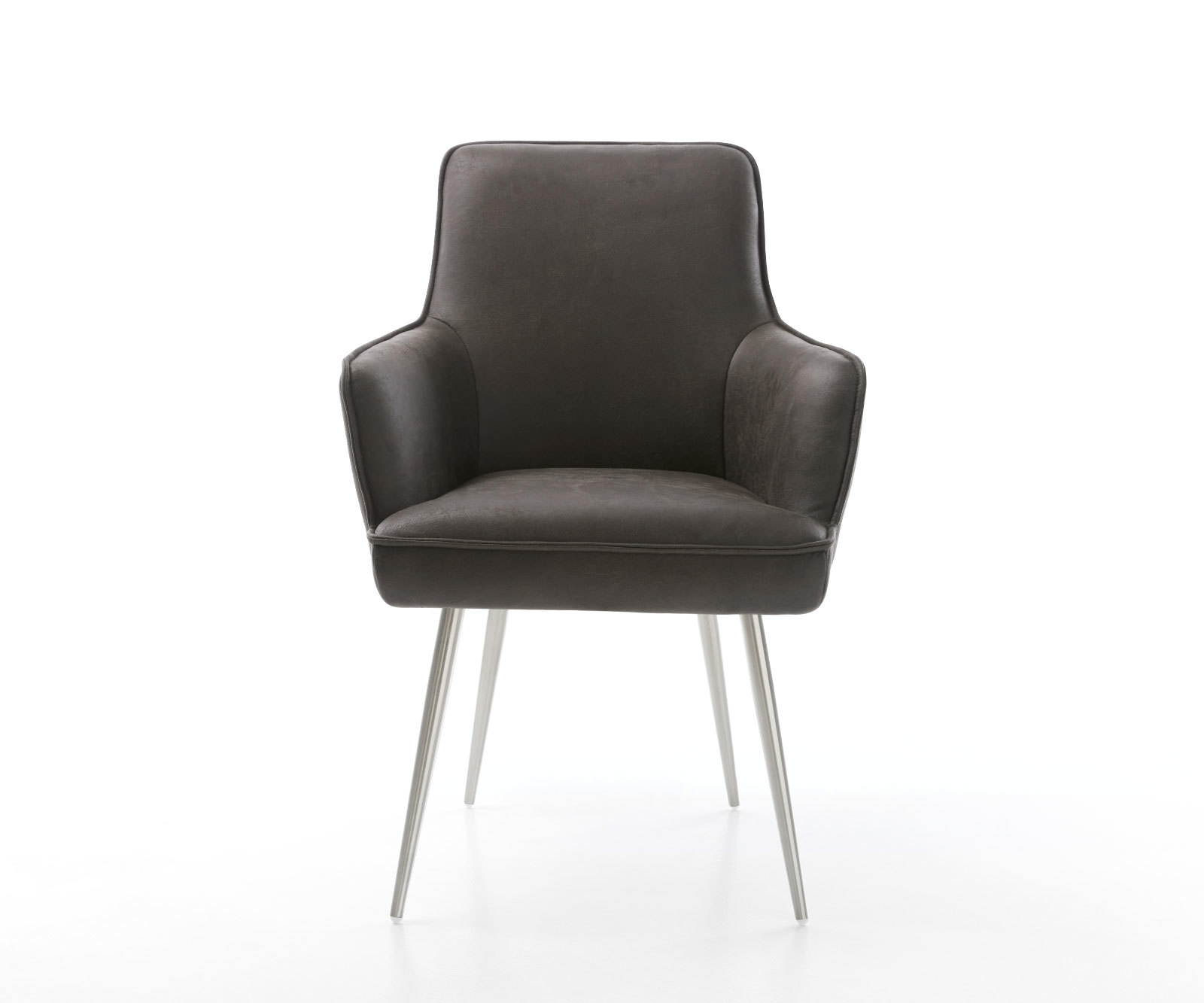 Étkezőszék Heira-Flex karfás mikroszálas antracit vintage 4 lábú kúpos rozsdamentes acél zsákrugós - Image 2