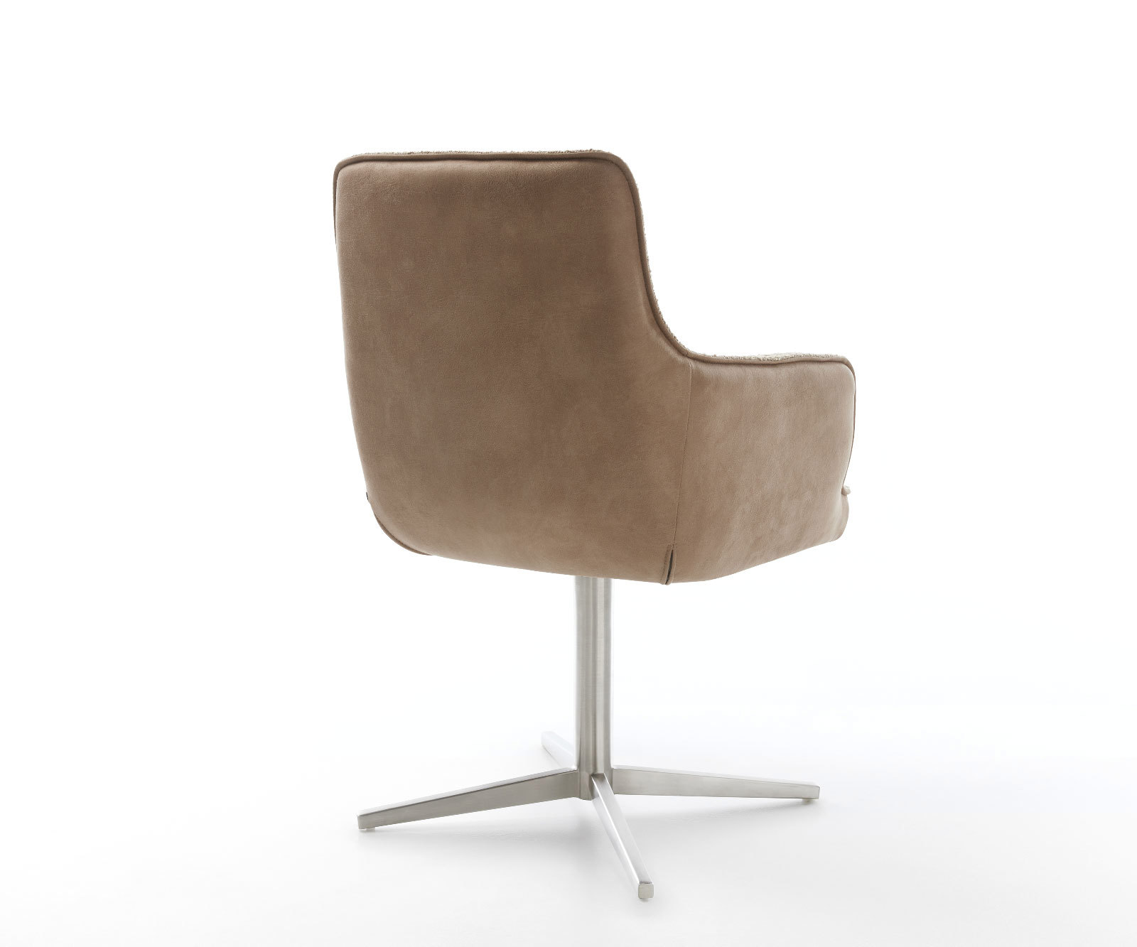 Étkezőszék Heira-Flex karfás vegyes anyagok sötét bézs rozsdamentes acél kereszt láb 360° forgatható zsákrugós - Image 5