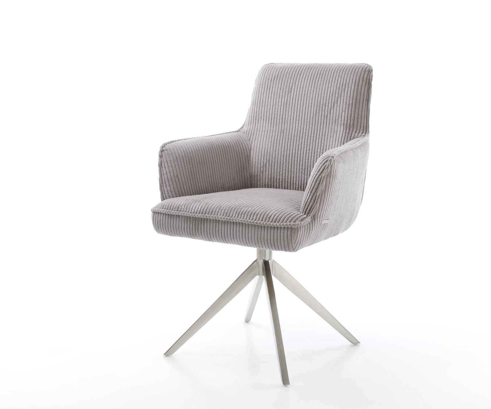 Étkezőszék Heira-Flex karfás mikroszálas ezüstszürke kereszt láb széles rozsdamentes acél 360° forgatható zsákrugós