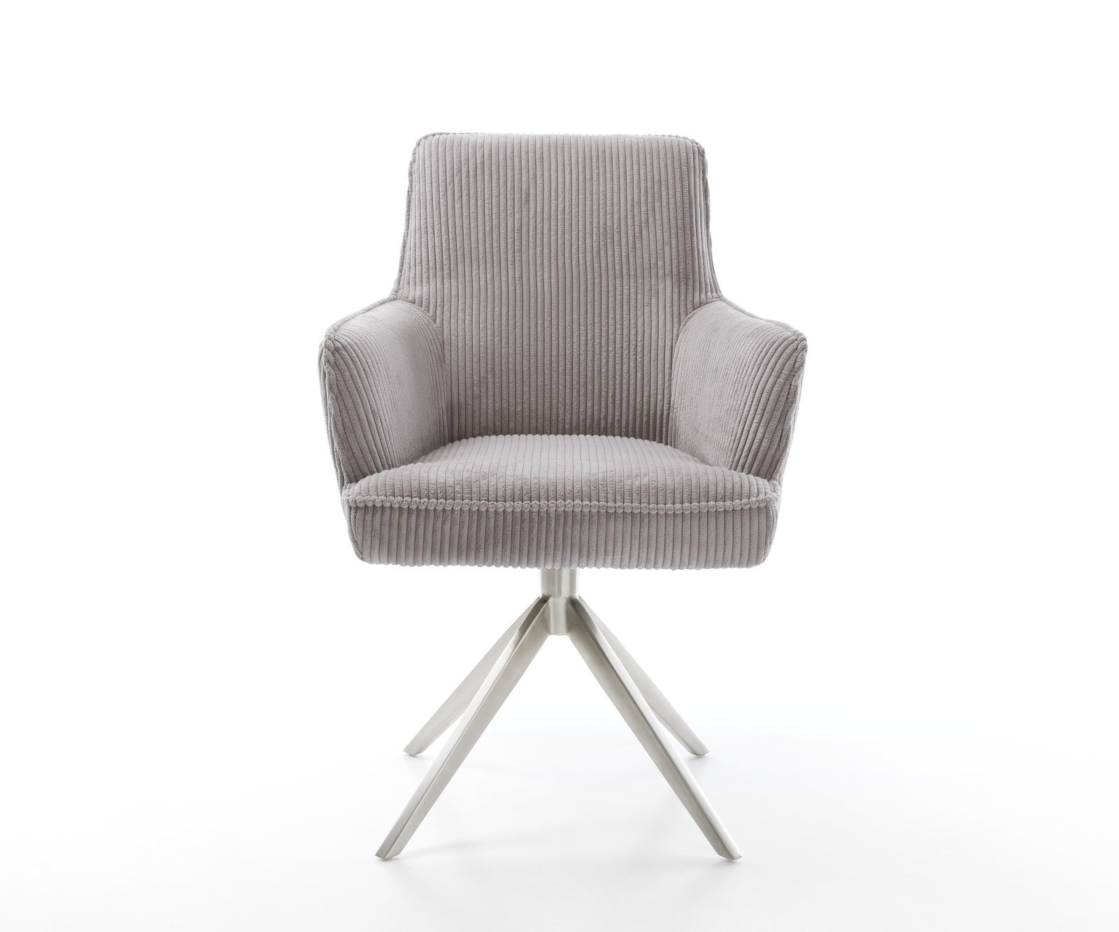 Étkezőszék Heira-Flex karfás mikroszálas ezüstszürke kereszt láb széles rozsdamentes acél 360° forgatható zsákrugós - Image 2