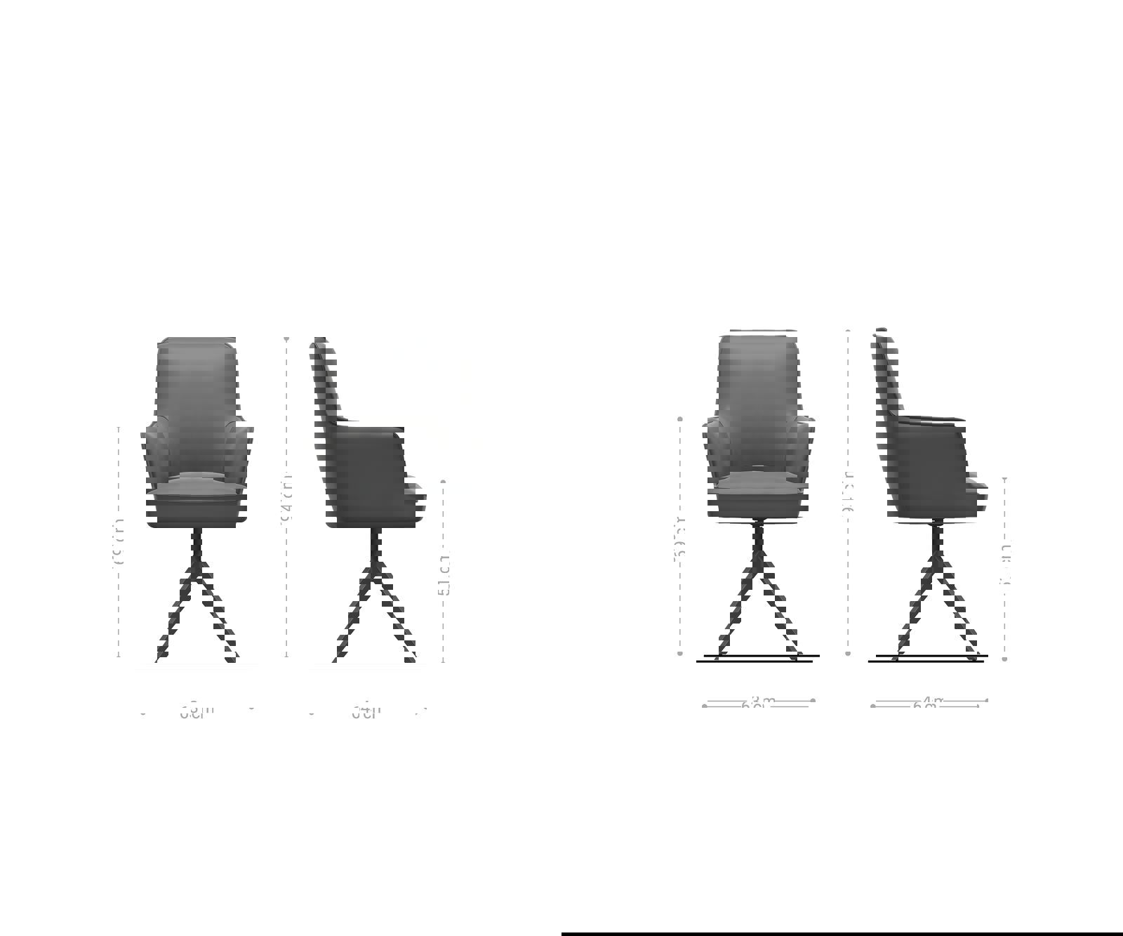 Étkezőszék Heira-Flex karfás mikroszálas ezüstszürke kereszt láb széles rozsdamentes acél 360° forgatható zsákrugós - Image 6