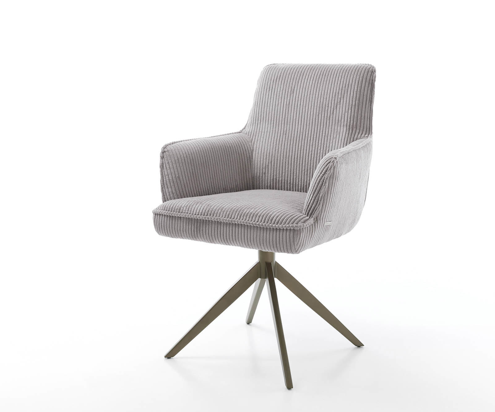 Étkezőszék Heira-Flex karfás kordbársony ezüstszürke kereszt láb széles titán effekt felület 360° forgatható zsákrugós