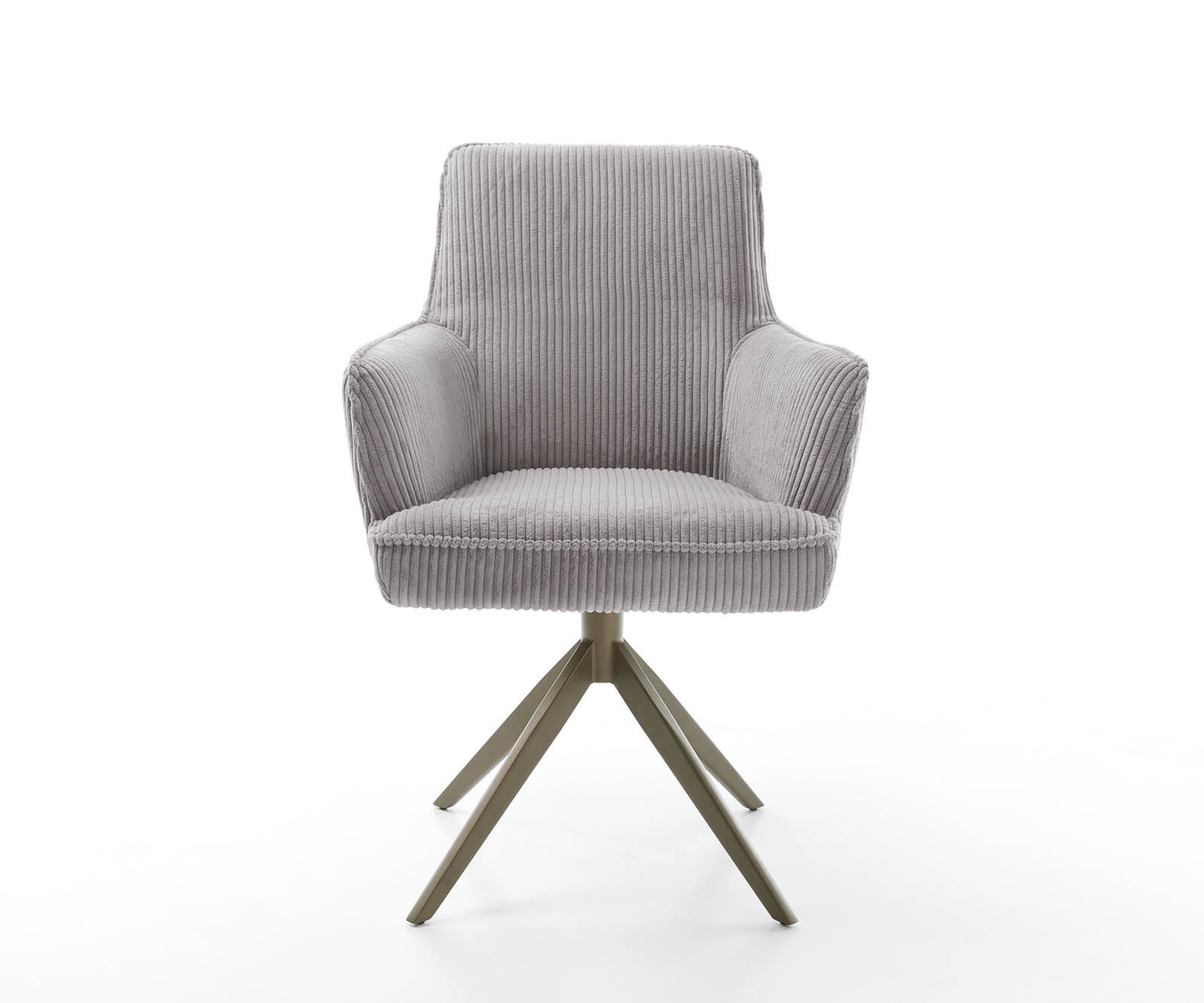 Étkezőszék Heira-Flex karfás kordbársony ezüstszürke kereszt láb széles titán effekt felület 360° forgatható zsákrugós - Image 2