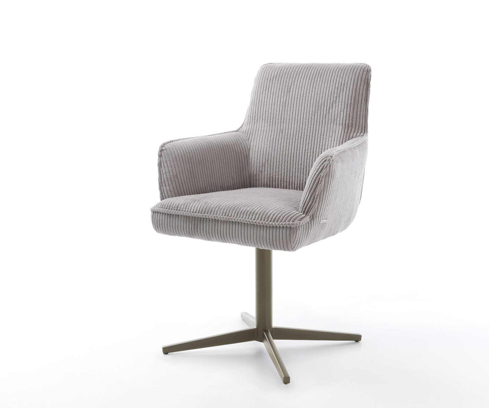 Étkezőszék Heira-Flex karfás kordbársony ezüstszürke lábkereszt titán effekt felület 360° forgatható zsákrugós matrac