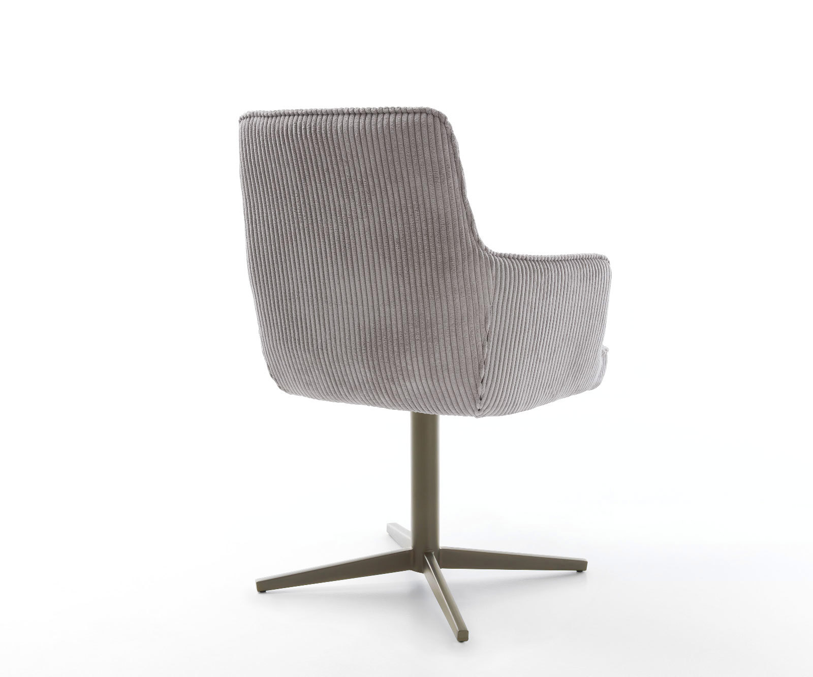 Étkezőszék Heira-Flex karfás kordbársony ezüstszürke lábkereszt titán effekt felület 360° forgatható zsákrugós matrac - Image 5