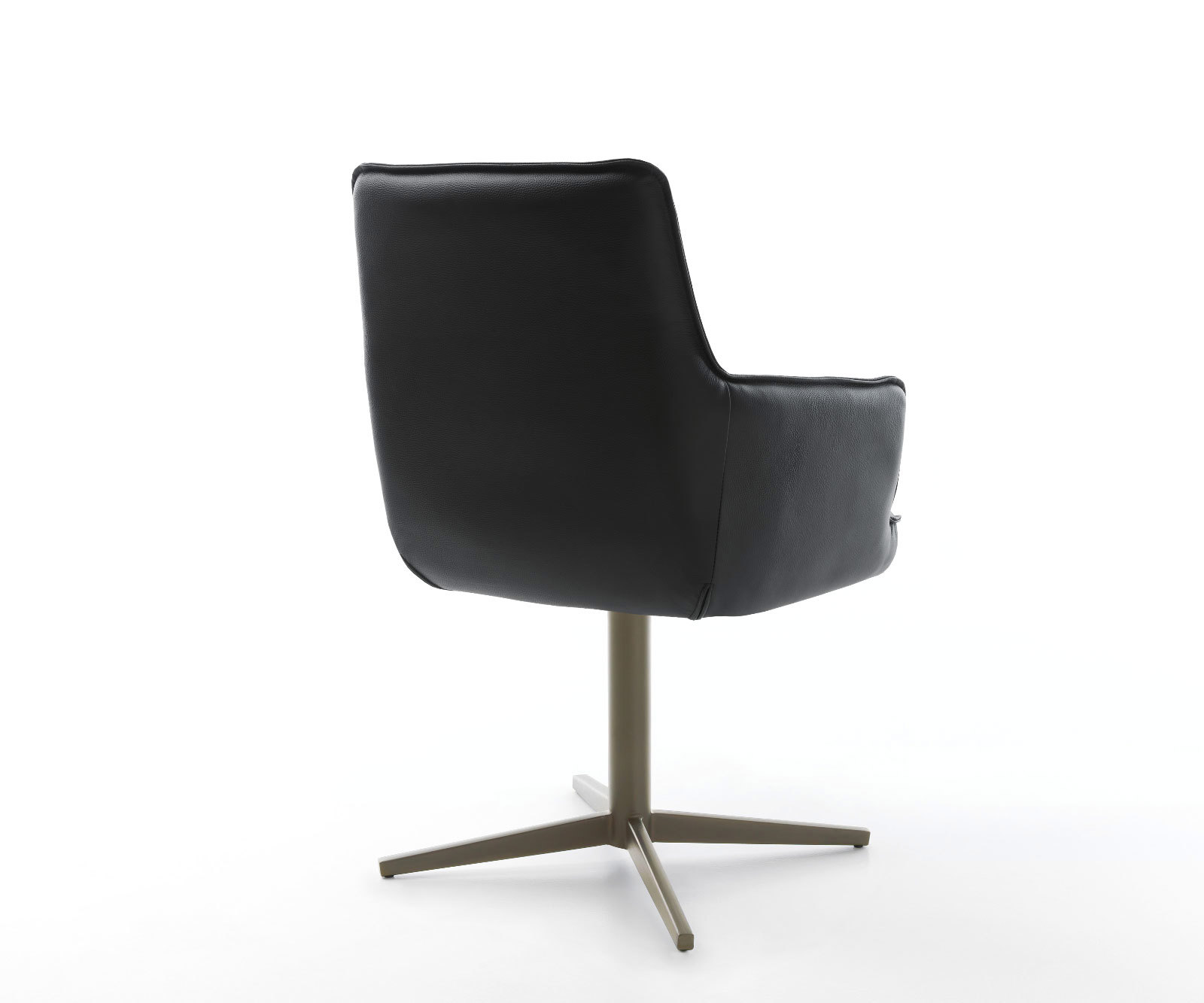 Étkezőszék Heira-Flex valódi bőr fekete karfás lábkereszt titán effekt felület 360° forgatható zsákrugós - Image 5