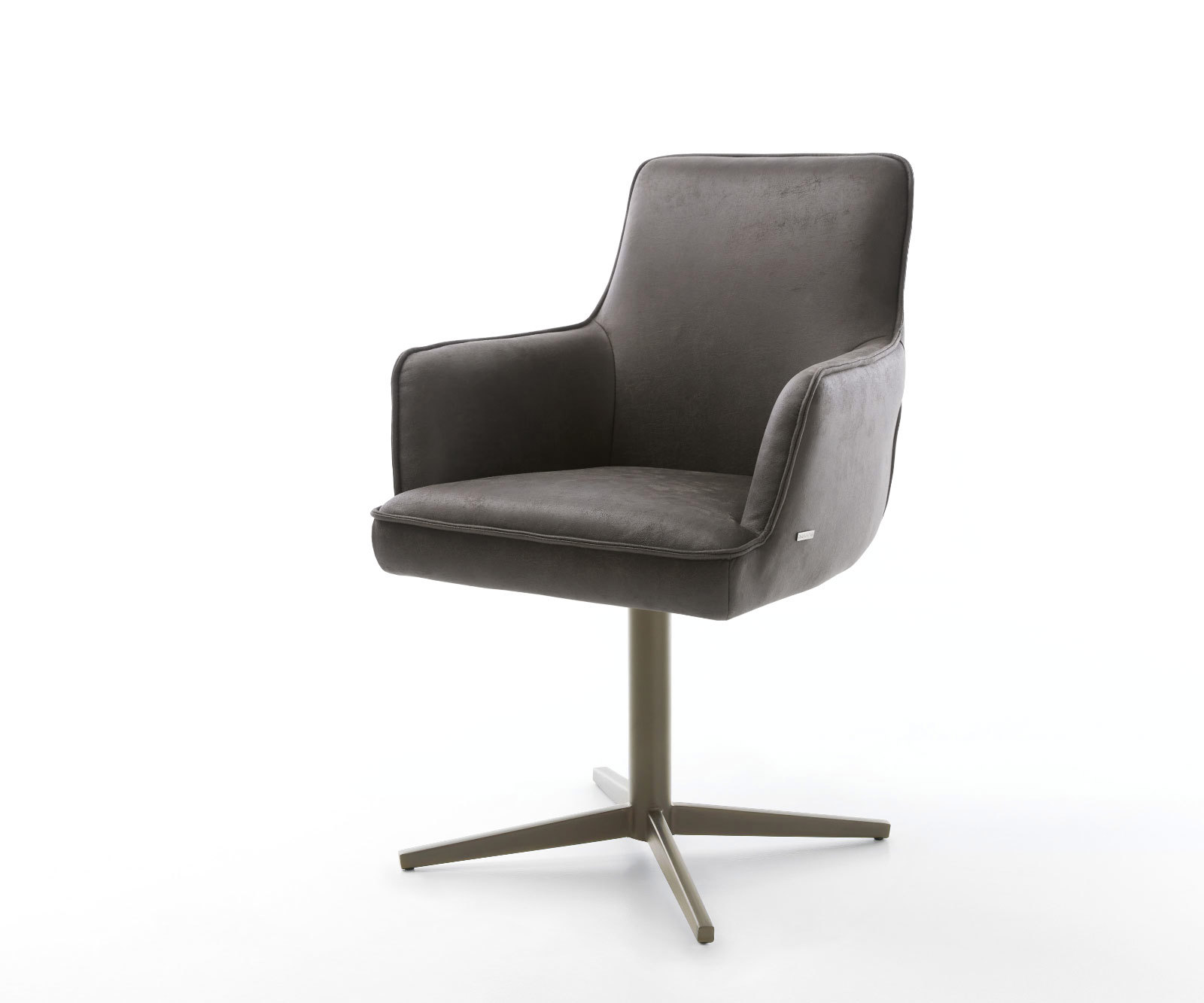 Étkezőszék Heira-Flex karfás mikroszálas antracit vintage lábkereszt titán effekt felület 360° forgatható zsákrugós