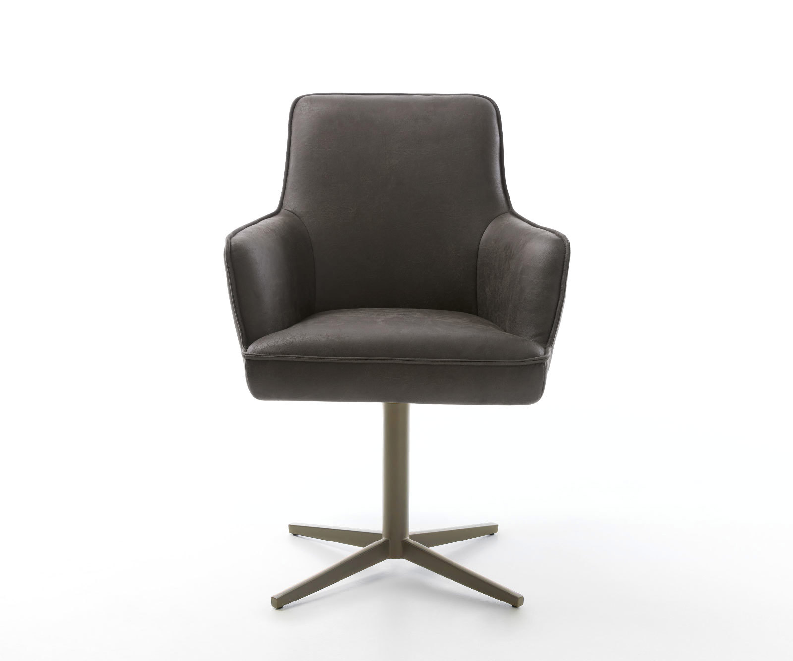 Étkezőszék Heira-Flex karfás mikroszálas antracit vintage lábkereszt titán effekt felület 360° forgatható zsákrugós - Image 2