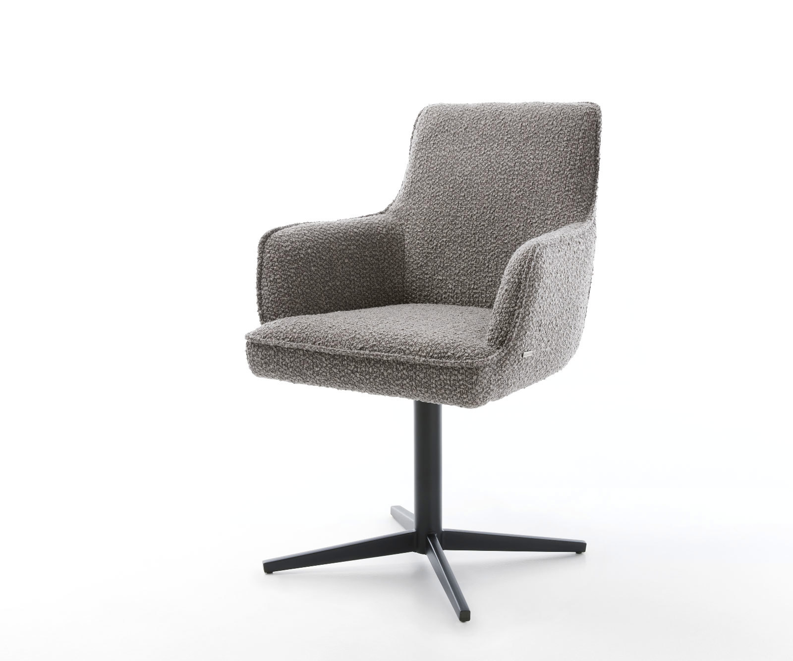 Étkezőszék Heira-Flex karfás bouclé ezüstszürke fekete láb 360° forgatható zsákrugós