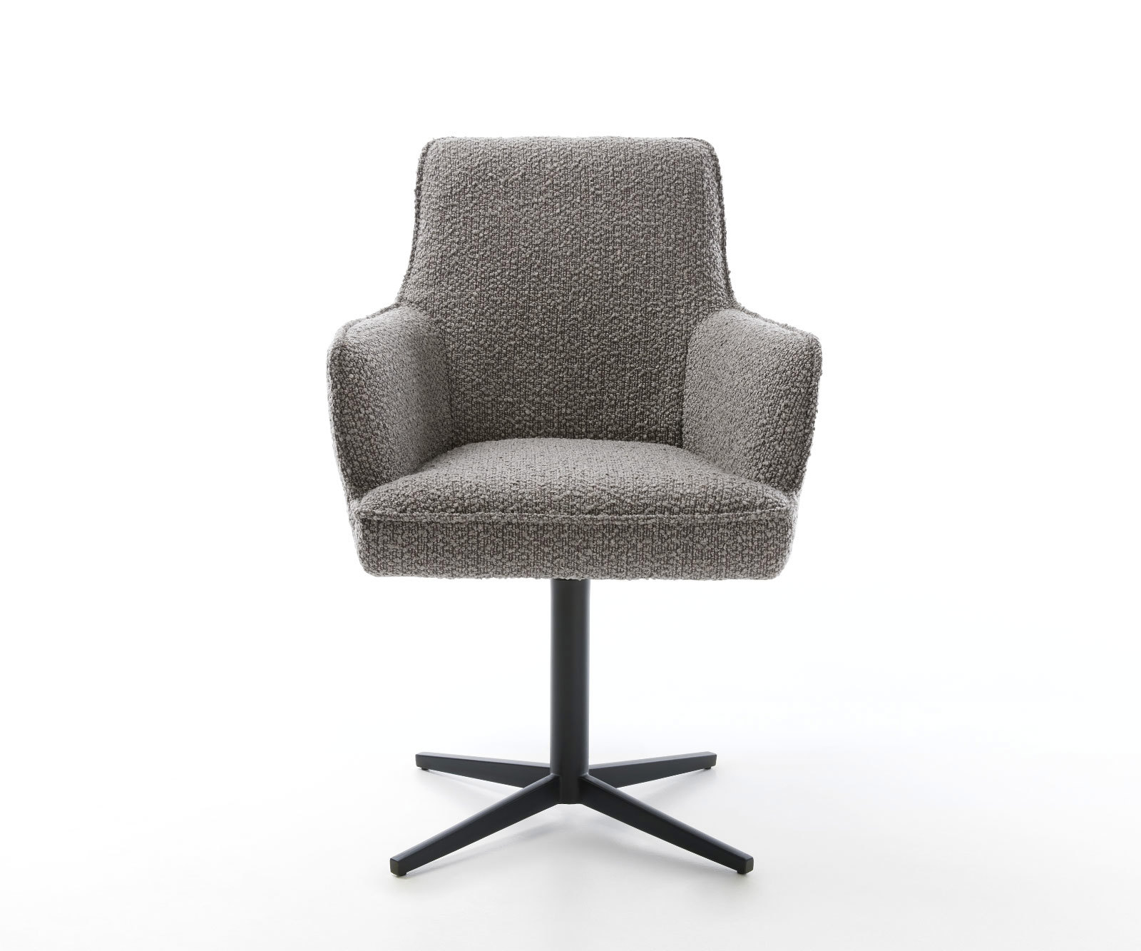 Étkezőszék Heira-Flex karfás bouclé ezüstszürke fekete láb 360° forgatható zsákrugós - Image 2