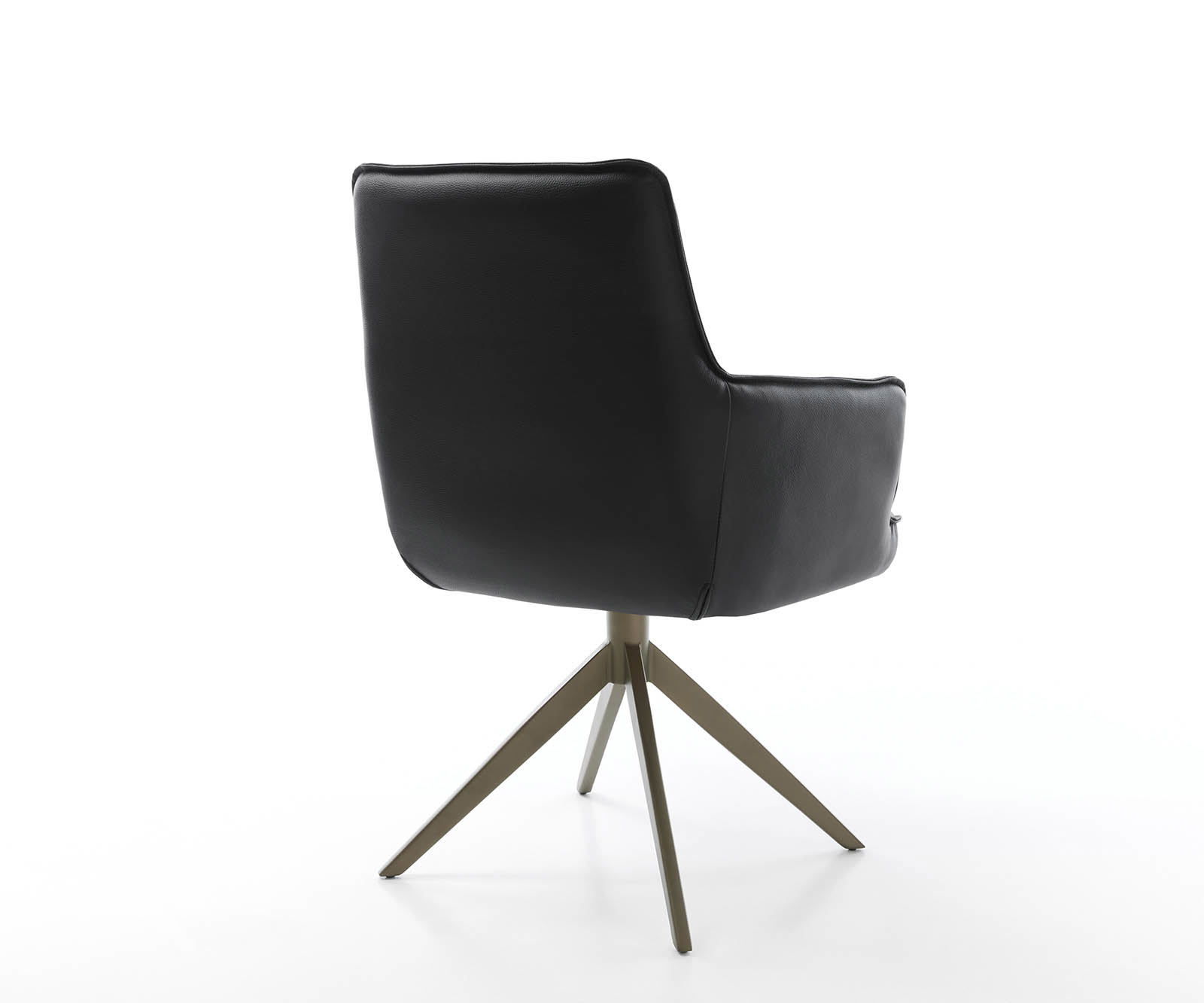 Étkezőszék Heira-Flex karfás valódi bőr fekete kereszt láb széles titán effekt felület 360° forgatható zsákrugós - Image 5