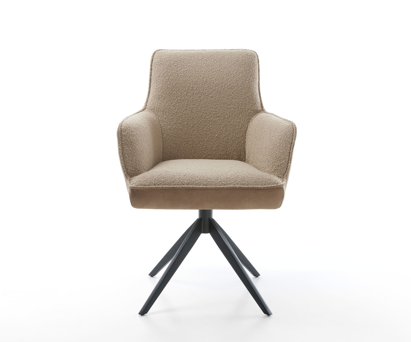 Étkezőszék Heira-Flex karfás vegyes anyagok sötét bézs kereszt láb széles fekete 360° forgatható zsákrugós - Image 2