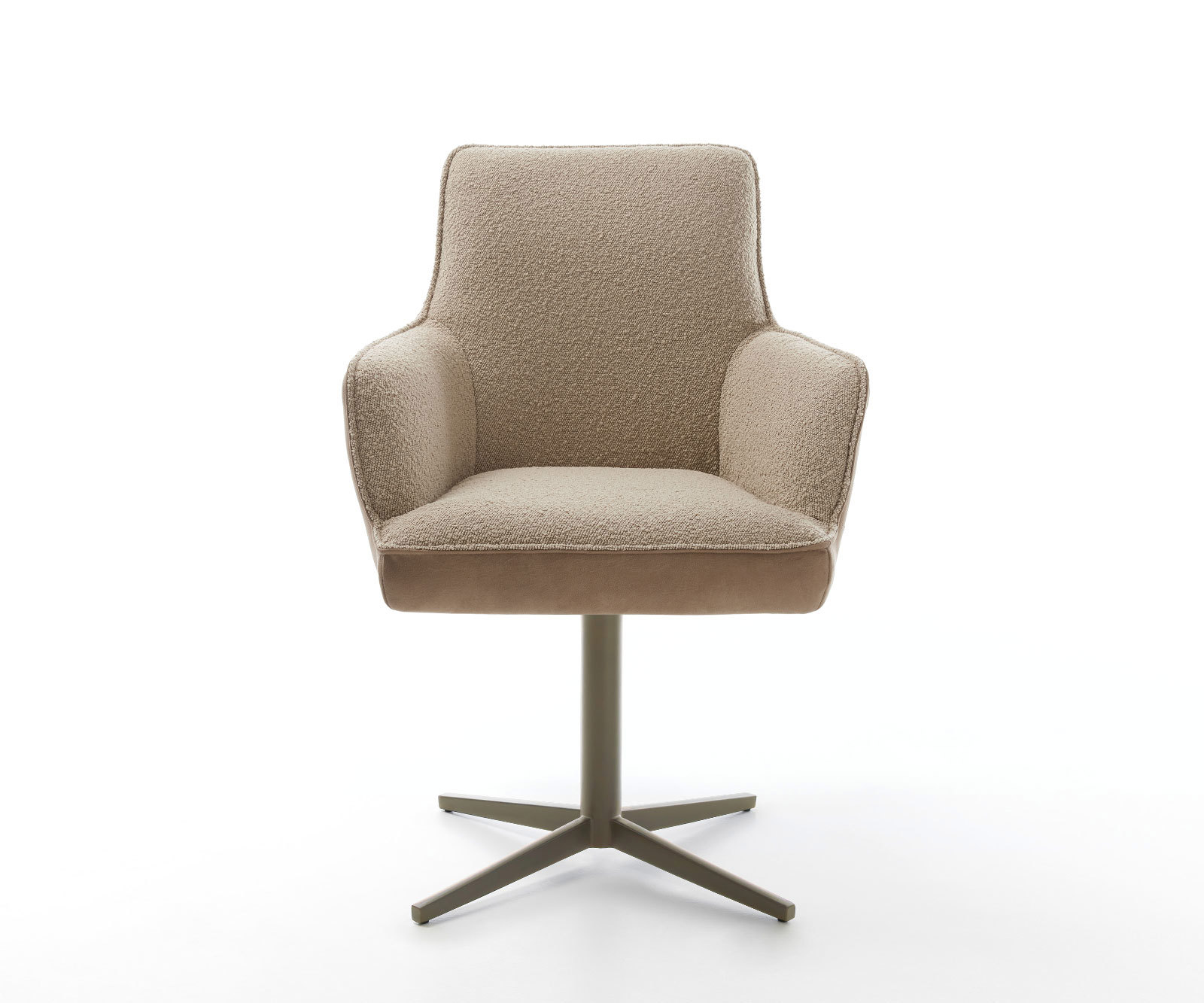 Étkezőszék Heira-Flex karfás vegyes anyagok sötét bézs "X" alakú láb titán hatású 360°-ban forgatható zsákrugós matraccal - Image 2