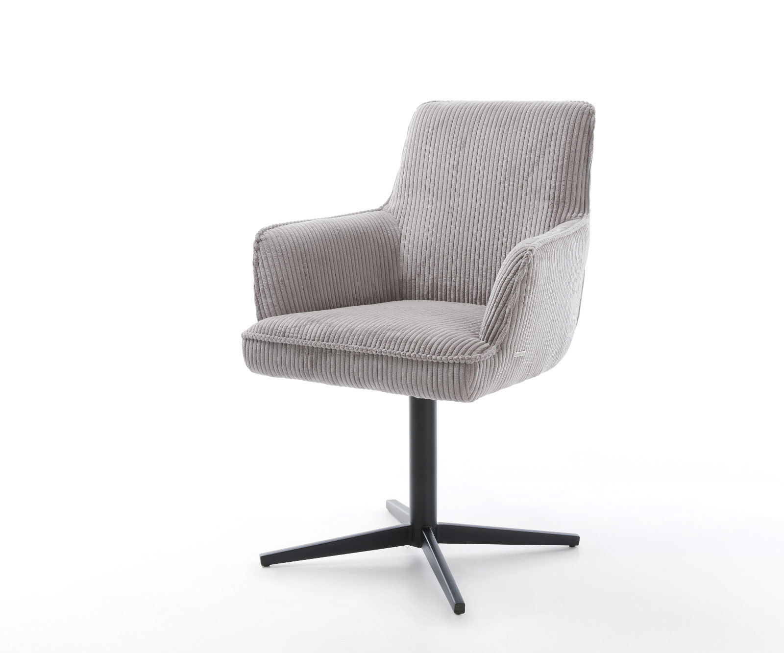 Étkezőszék Heira-Flex karfás kordbársony ezüstszürke fekete láb 360° forgatható zsákrugós