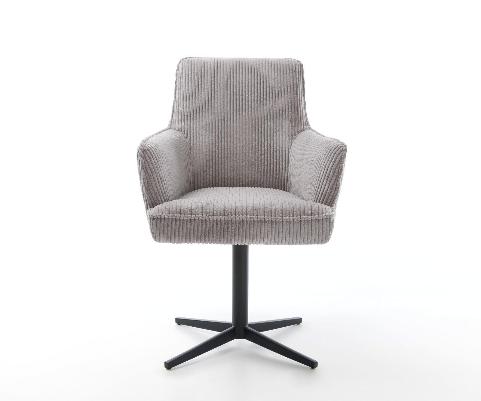 Étkezőszék Heira-Flex karfás kordbársony ezüstszürke fekete láb 360° forgatható zsákrugós - Image 2