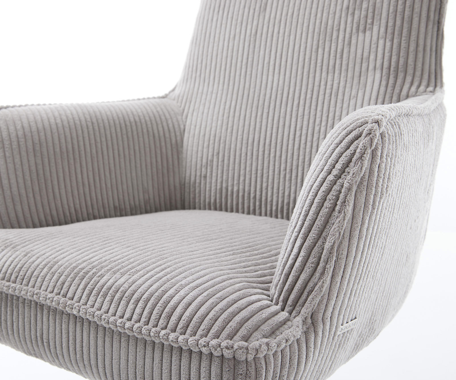 Étkezőszék Heira-Flex karfás kordbársony ezüstszürke fekete láb 360° forgatható zsákrugós - Image 4