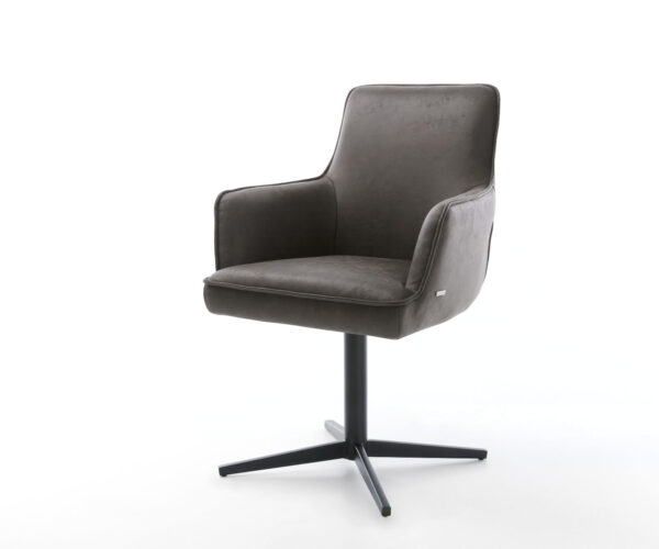 Étkezőszék Heira-Flex karfás mikroszálas antracit vintage fekete láb 360° forgatható zsákrugós