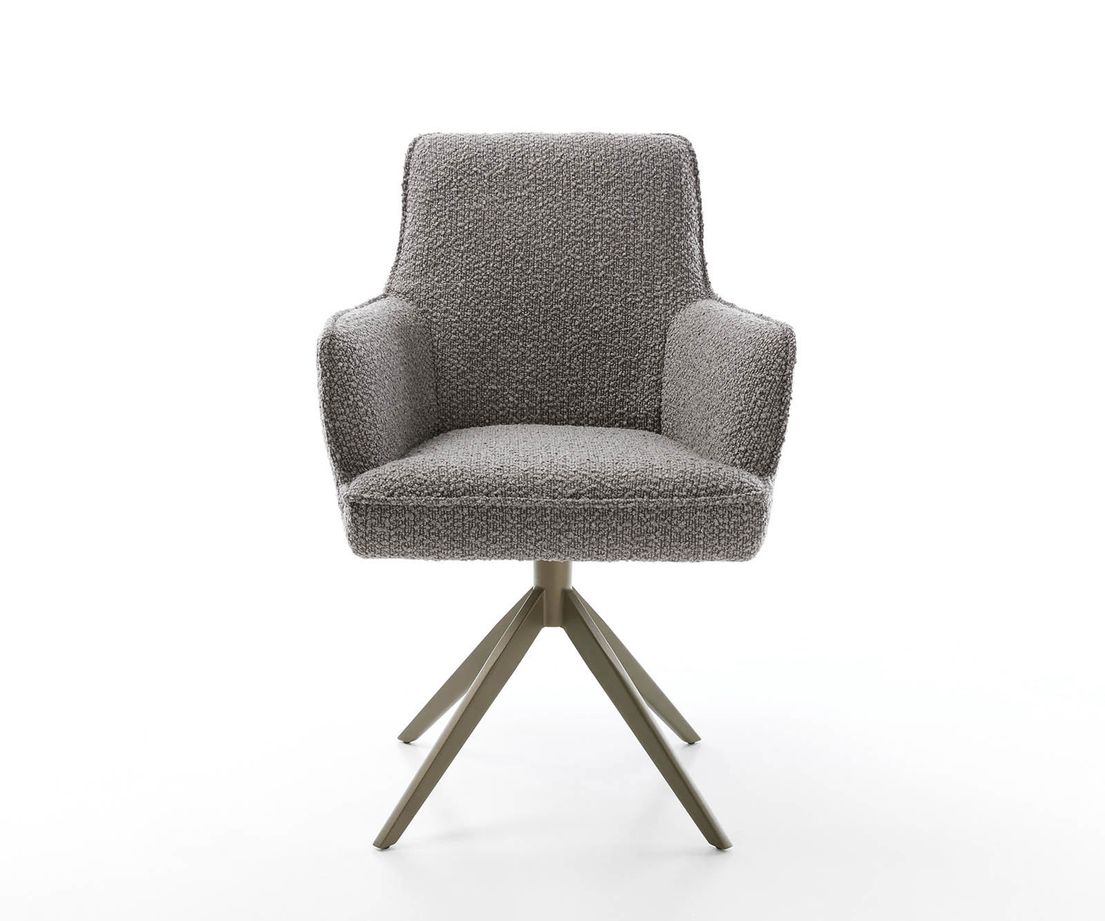 Étkezőszék Heira-Flex karfás bouclé ezüstszürke kereszt láb széles titán effekt felület 360° forgatható zsákrugós - Image 2