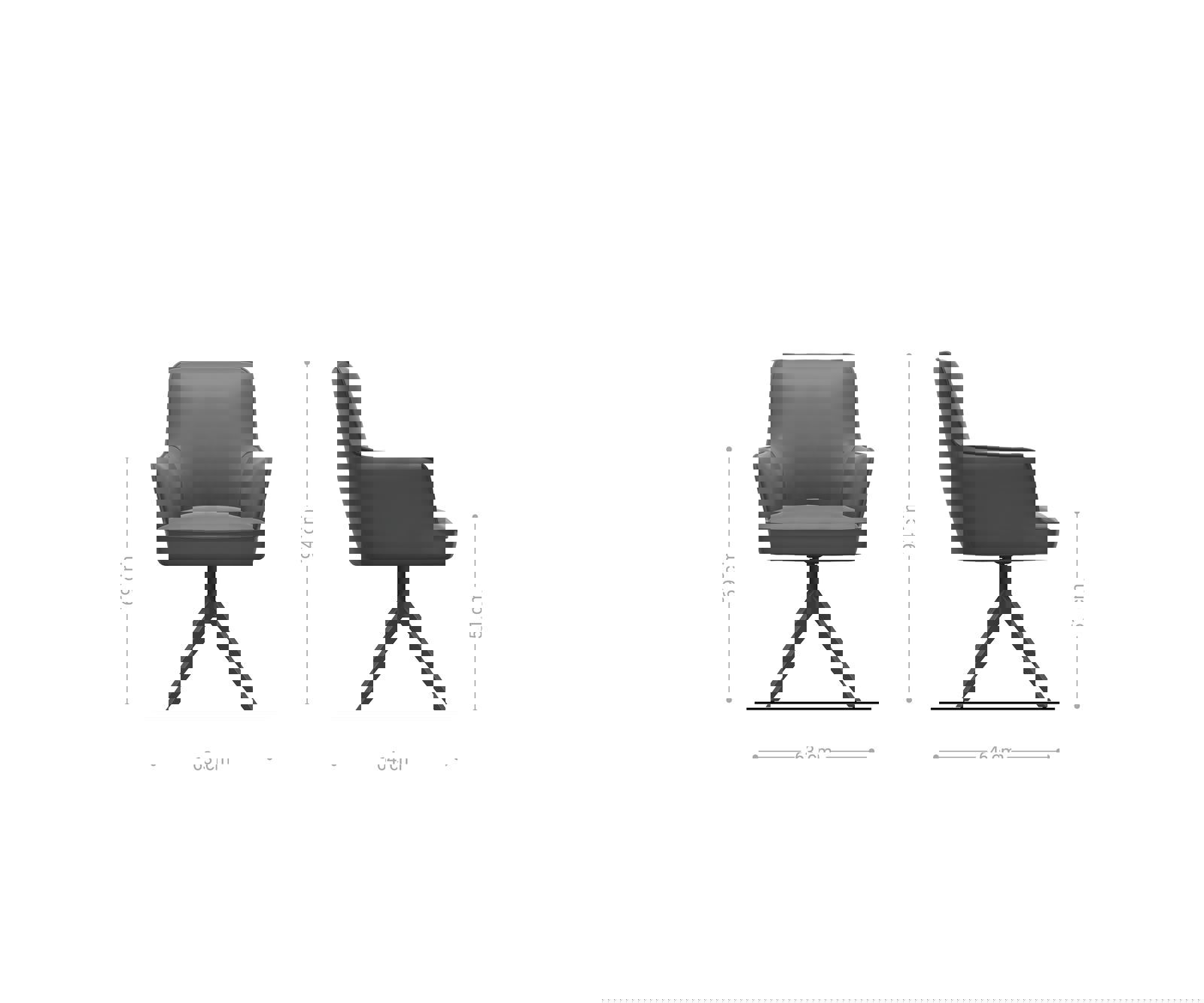 Étkezőszék Heira-Flex karfás bouclé ezüstszürke kereszt láb széles titán effekt felület 360° forgatható zsákrugós - Image 6