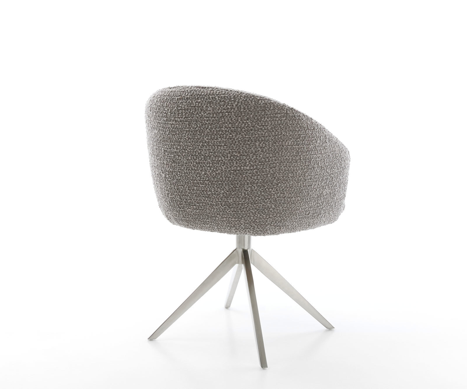 Étkezőszék Caja-Flex karfás bouclé ezüstszürke kereszt láb széles rozsdamentes acél 360° forgatható zsákrugós - Image 5