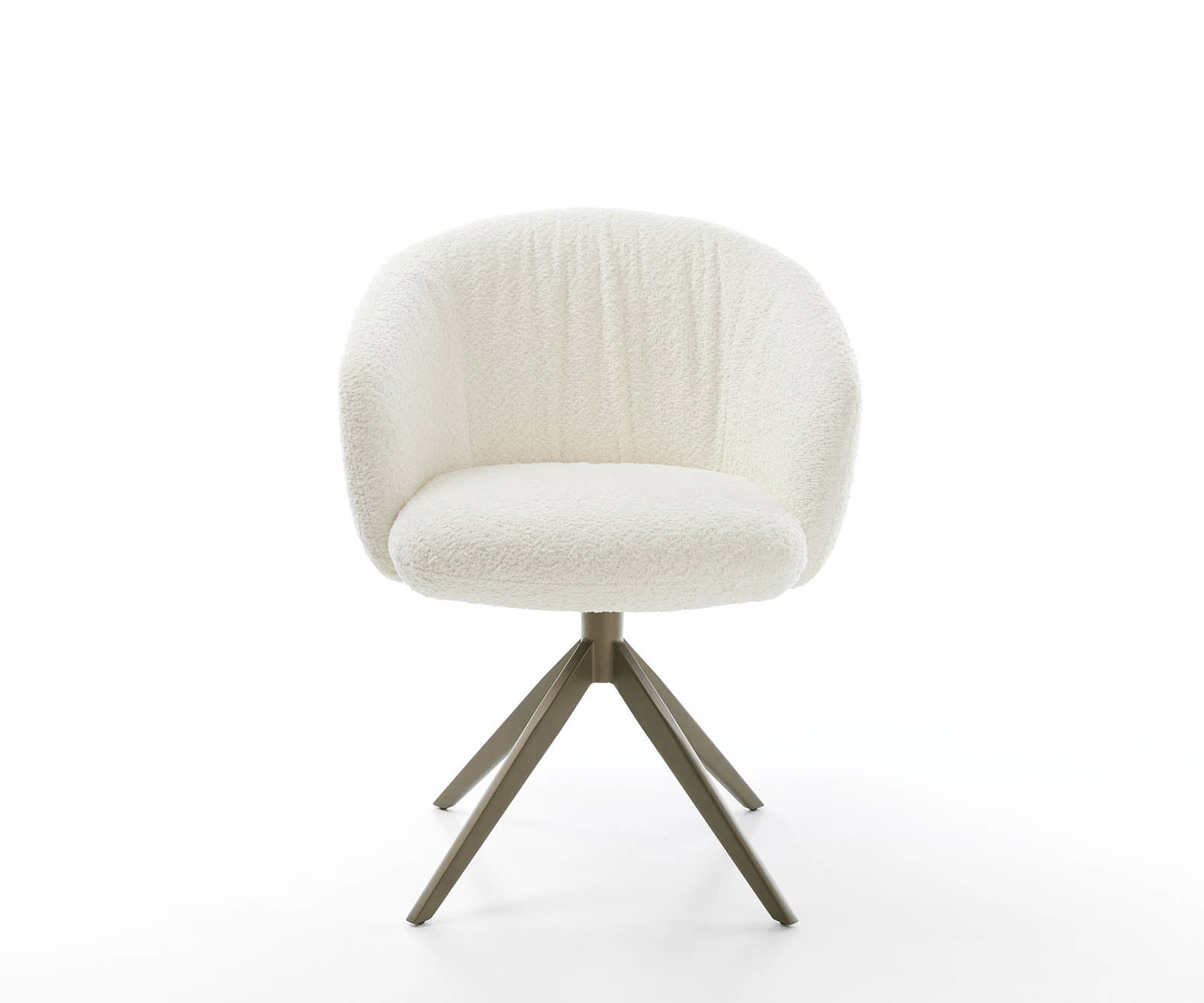 Étkezőszék Caja-Flex karfás bouclé fehér kereszt láb széles titán effekt felület 360° forgatható zsákrugós - Image 2