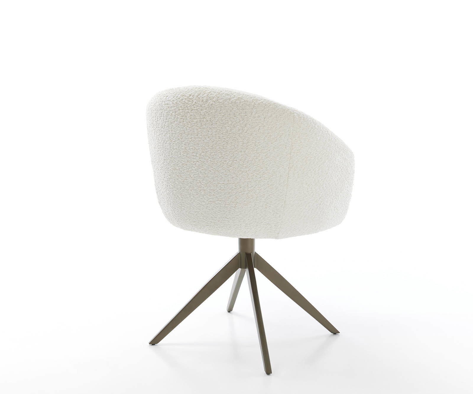 Étkezőszék Caja-Flex karfás bouclé fehér kereszt láb széles titán effekt felület 360° forgatható zsákrugós - Image 5